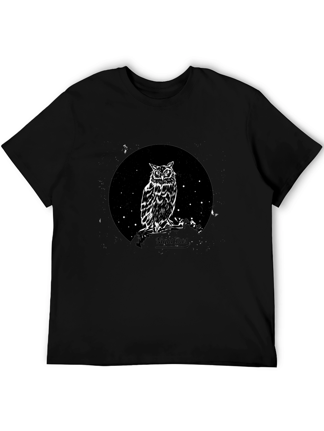 Night Owl Graphic Tee - Black Cotton T-Shirt