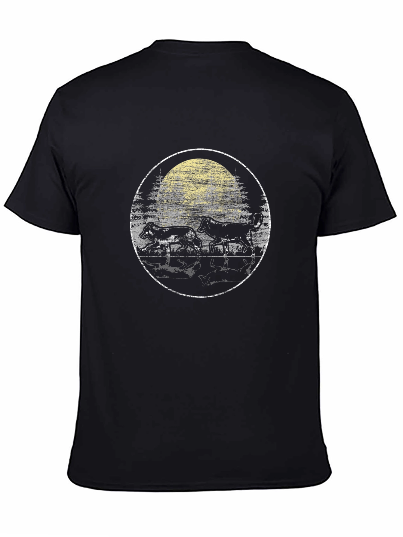 Wolf Pack Moon Graphic T-Shirt - Black