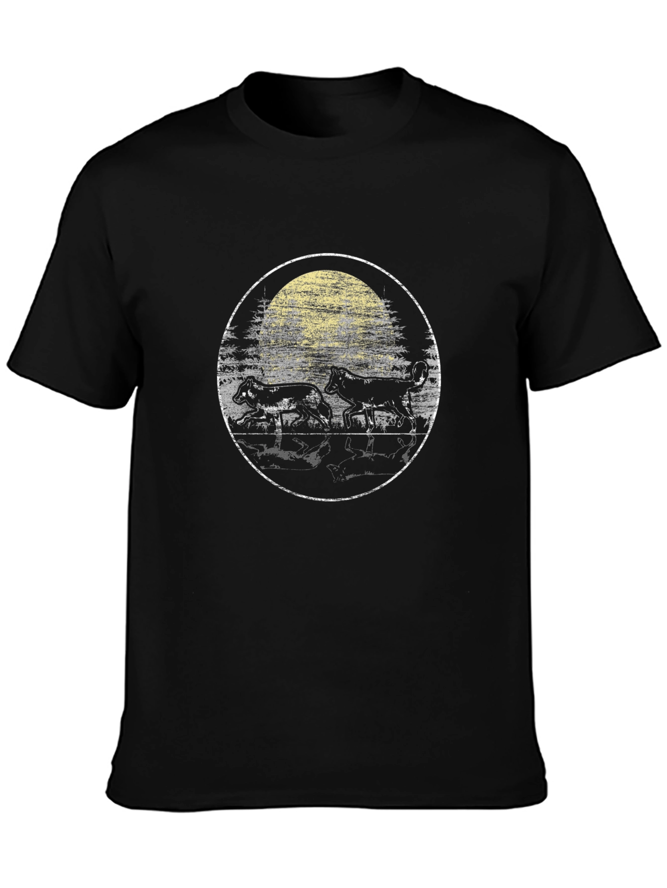 Wolf Pack Moon Graphic T-Shirt - Black