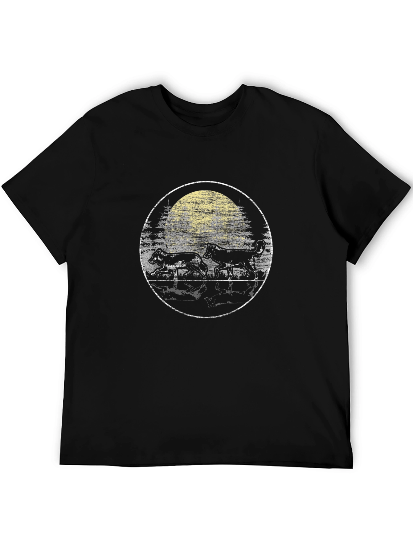 Wolf Pack Moon Graphic T-Shirt - Black