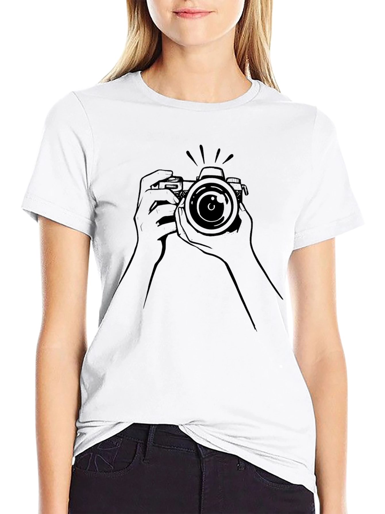 Photographers Black T-Shirt with Camera Graphic