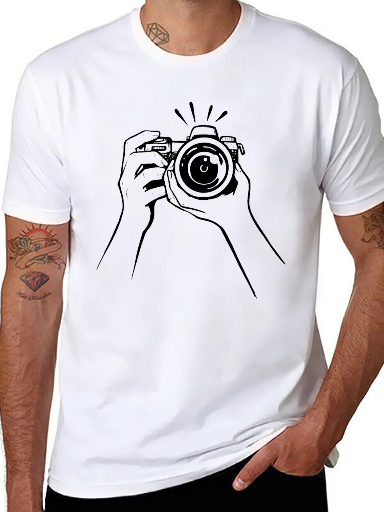 Photographers Black T-Shirt with Camera Graphic