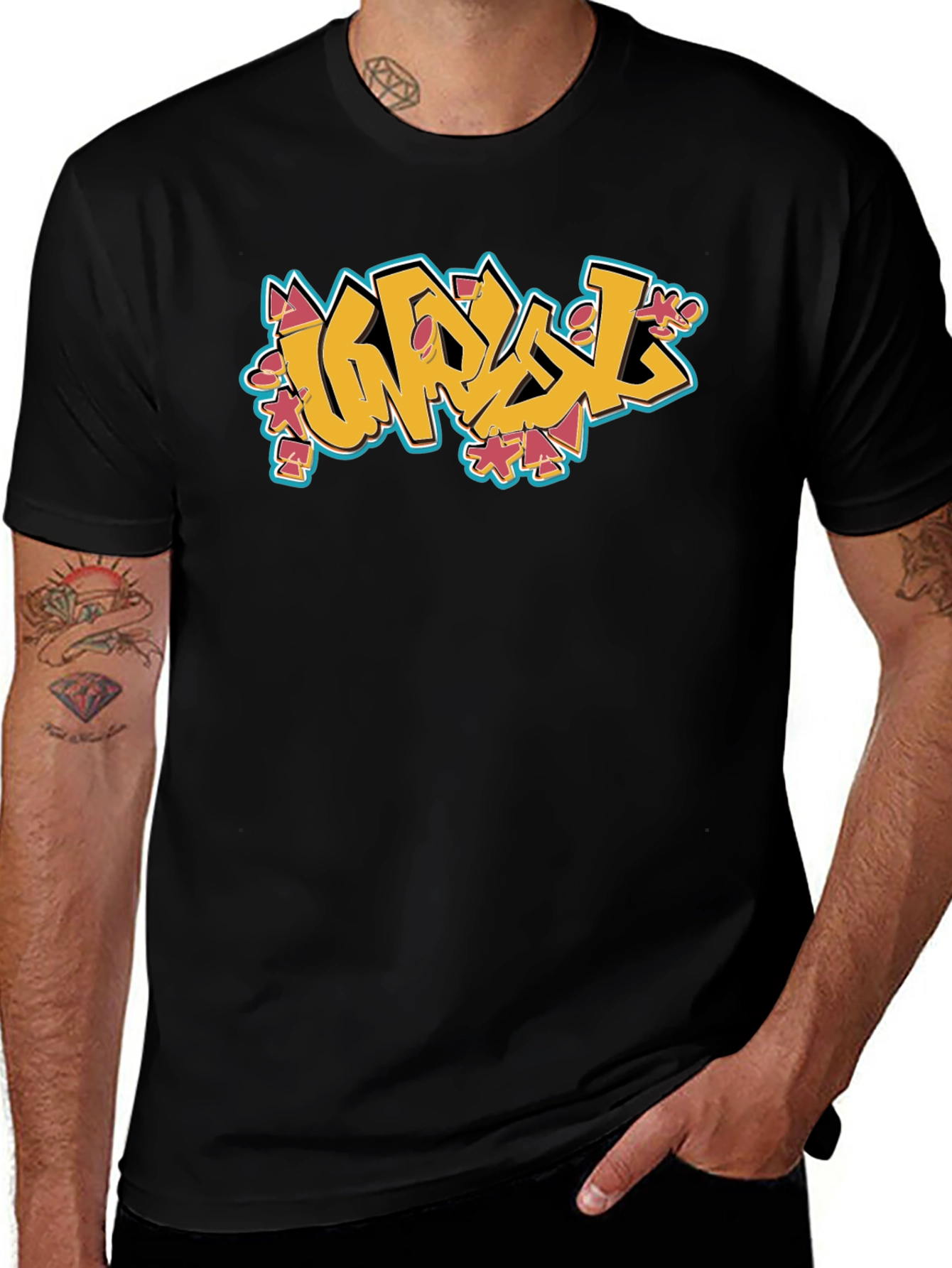 Graffiti Style Graphic Black T-Shirt