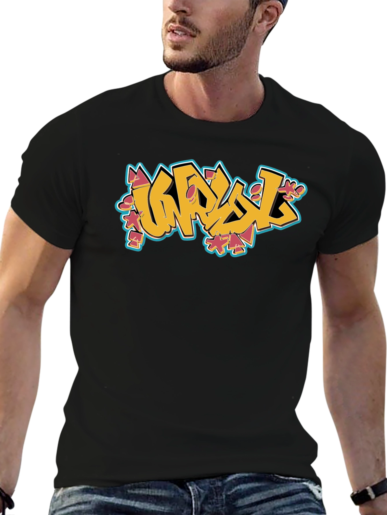 Graffiti Style Graphic Black T-Shirt