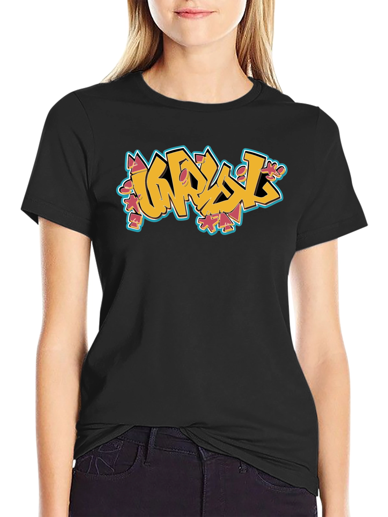 Graffiti Style Graphic Black T-Shirt