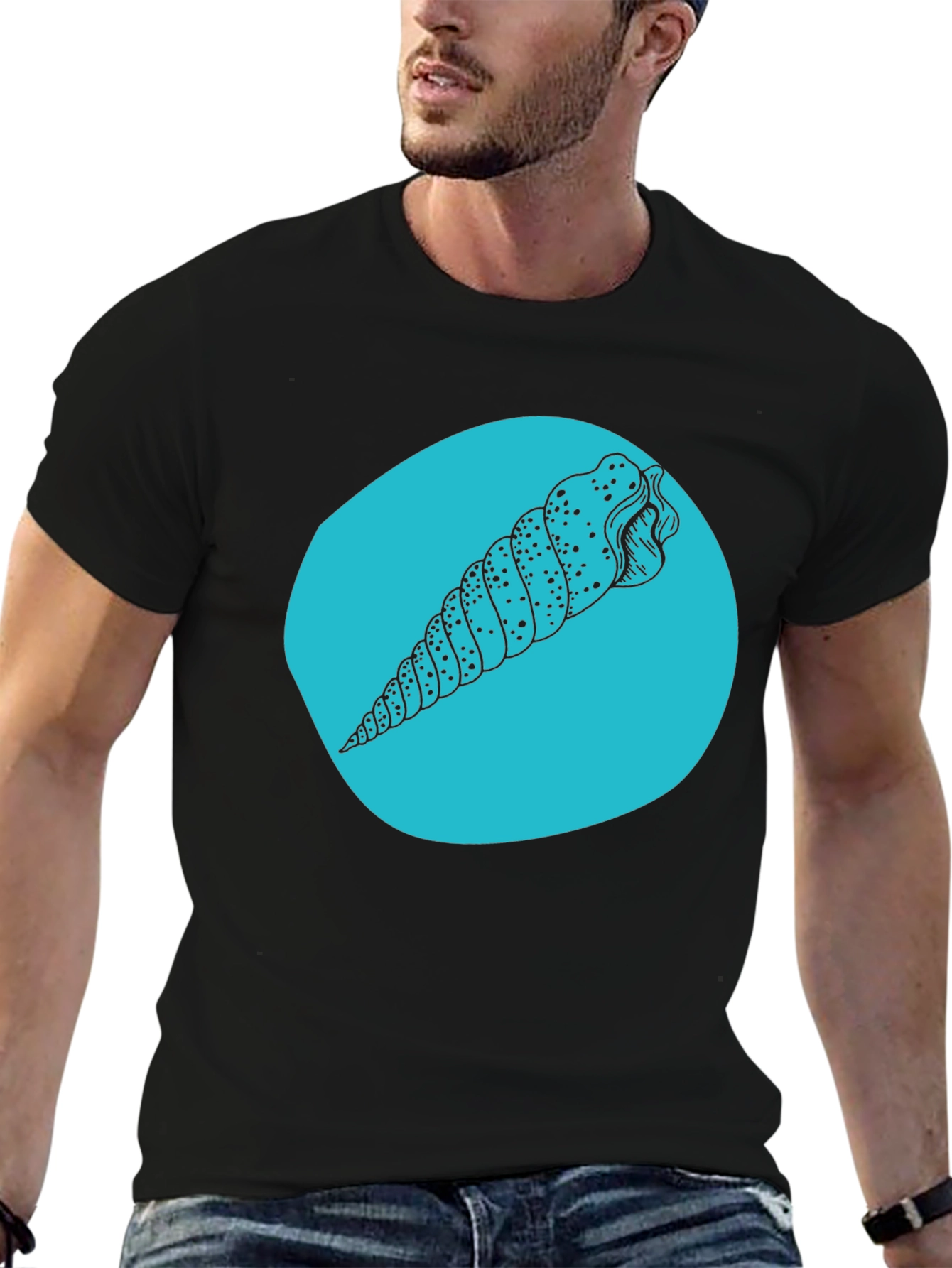 Seashell Graphic Tee - Black Cotton Blend
