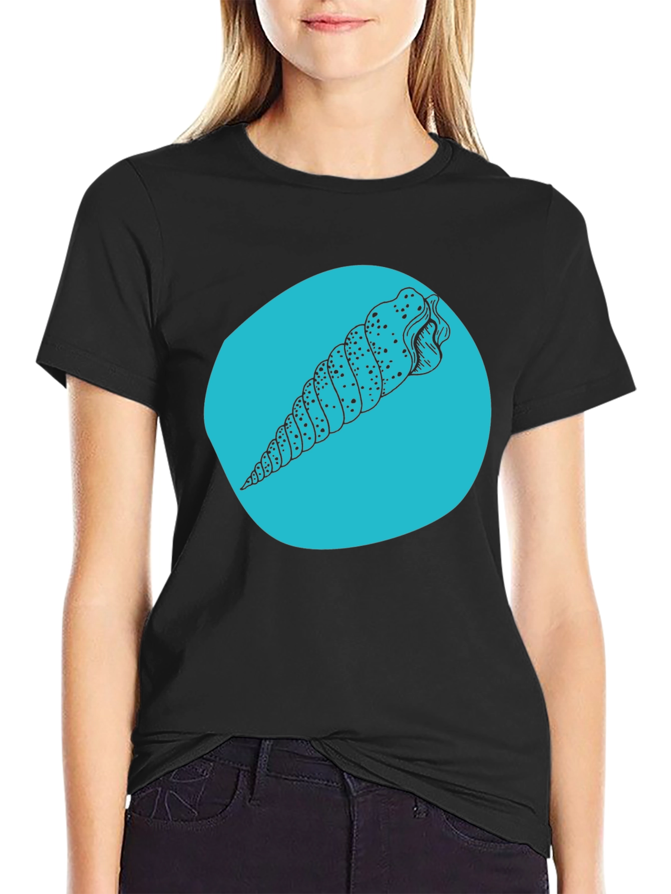 Seashell Graphic Tee - Black Cotton Blend