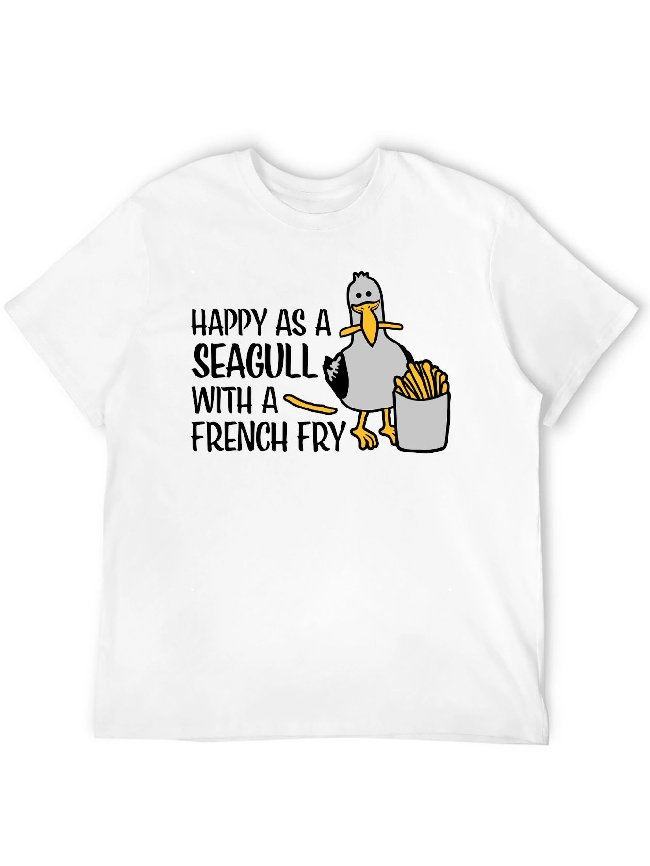 Happy Seagull French Fry T-Shirt - Unisex Graphic Tee