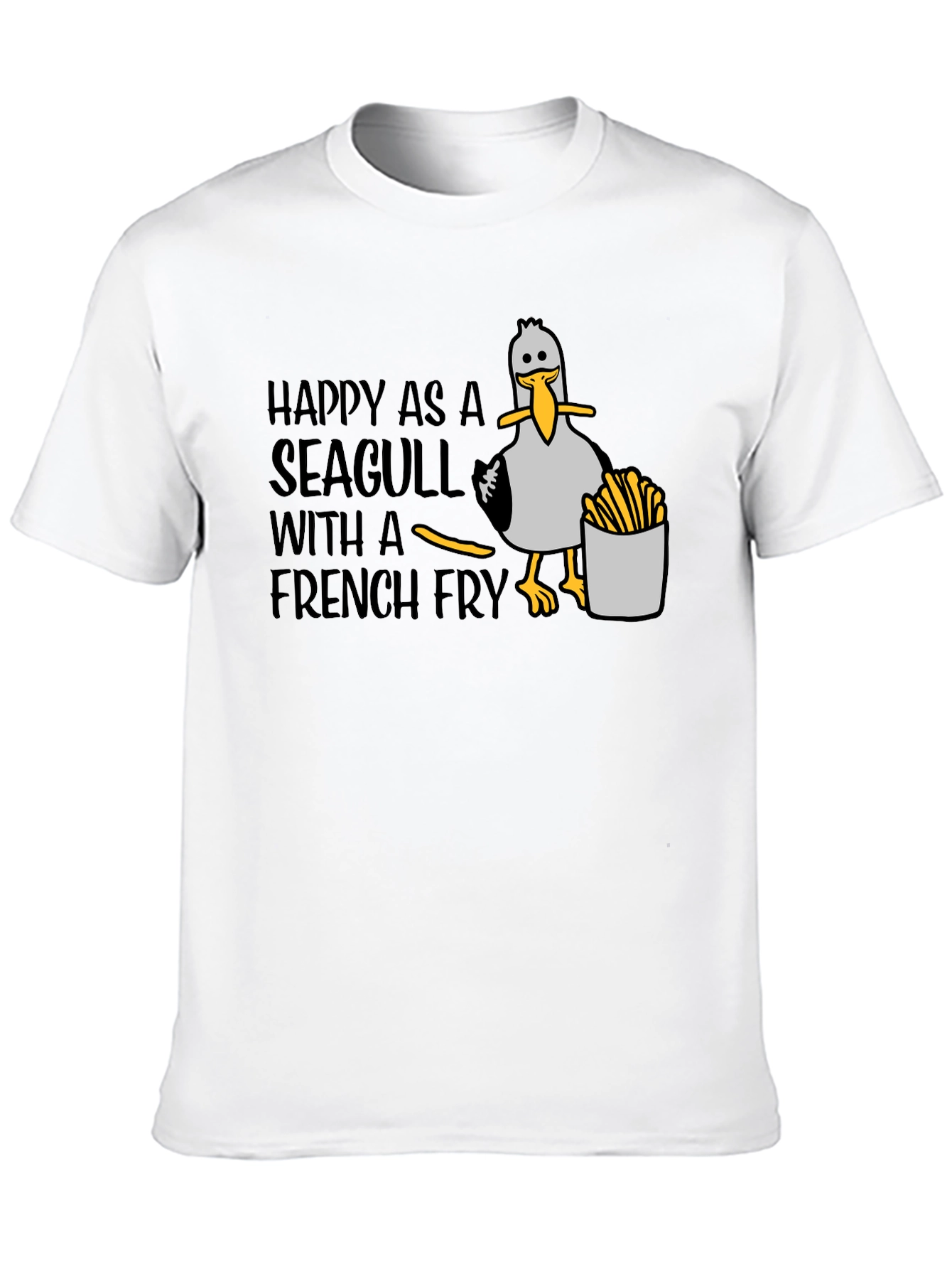 Happy Seagull French Fry T-Shirt - Unisex Graphic Tee