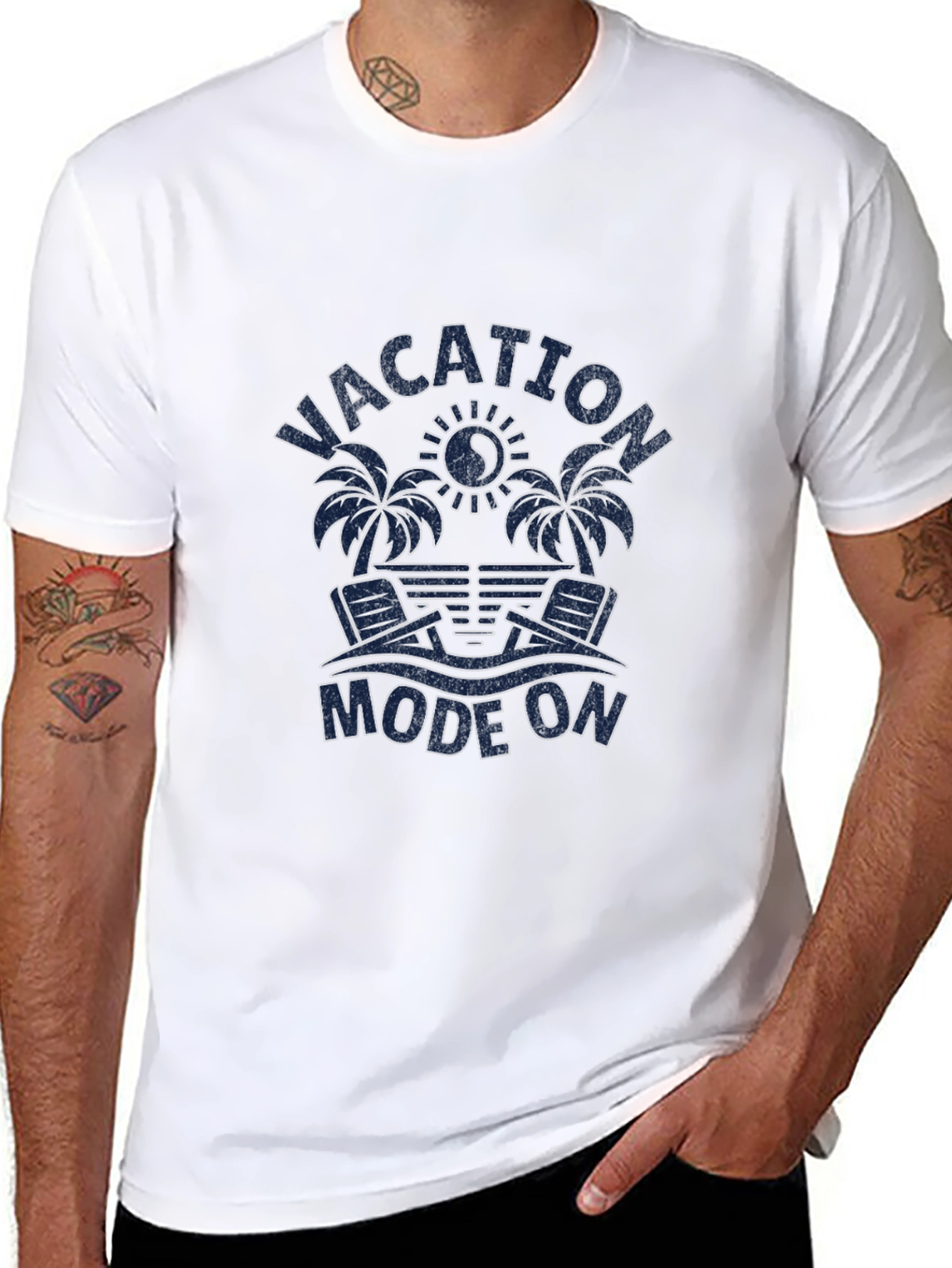Vacation Mode On Graphic Tee -  Palm Trees