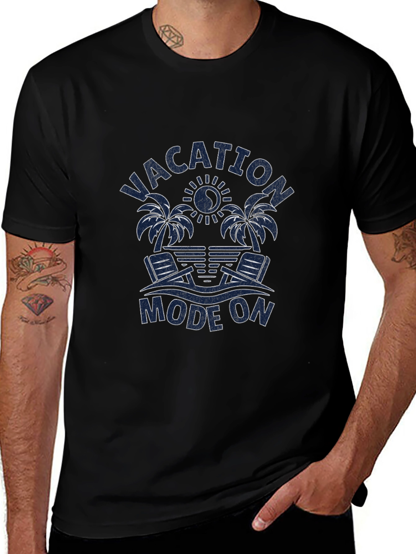 Vacation Mode On Graphic Tee -  Palm Trees