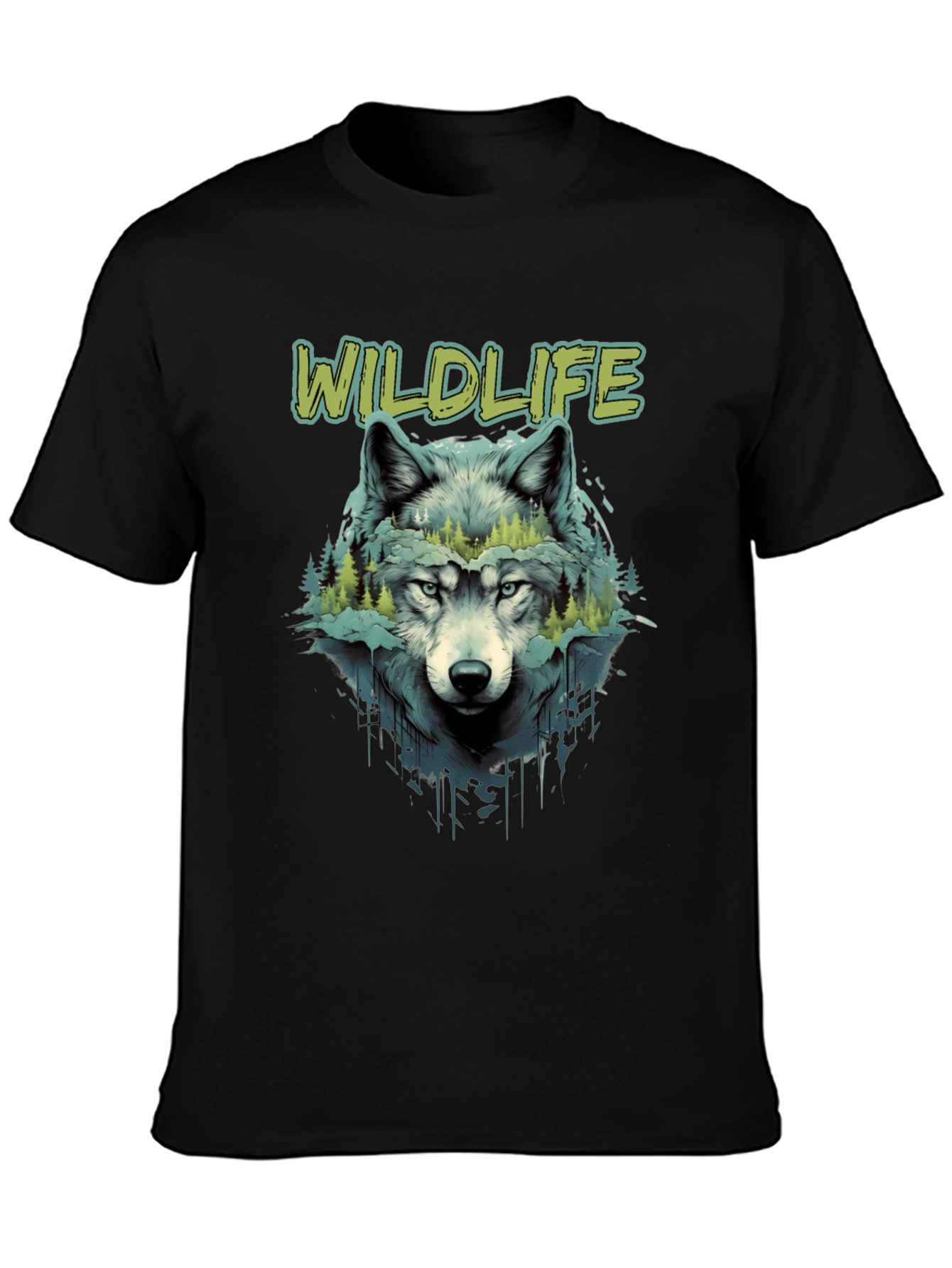 Wildlife Wolf Graphic Black T-Shirt