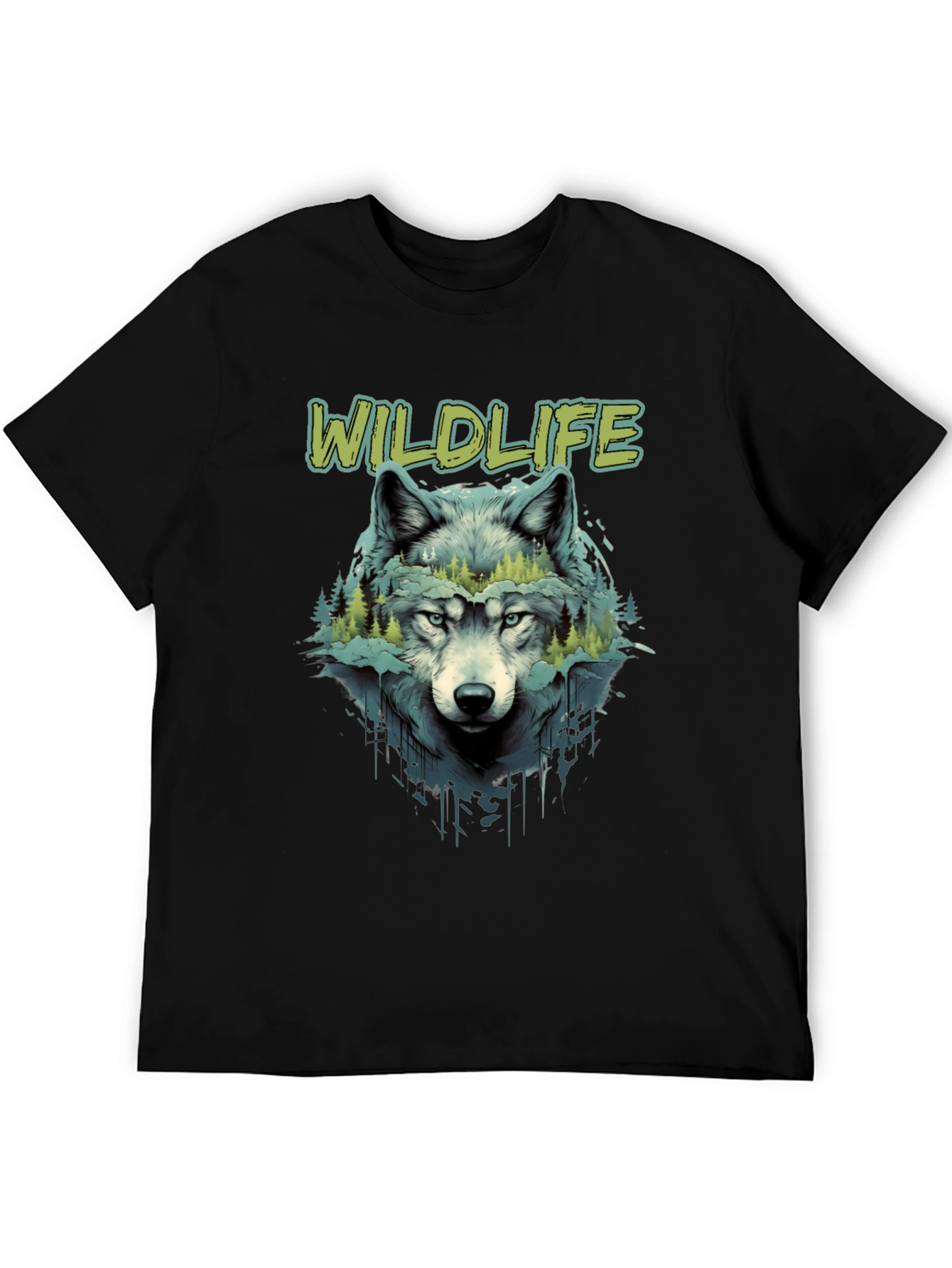 Wildlife Wolf Graphic Black T-Shirt