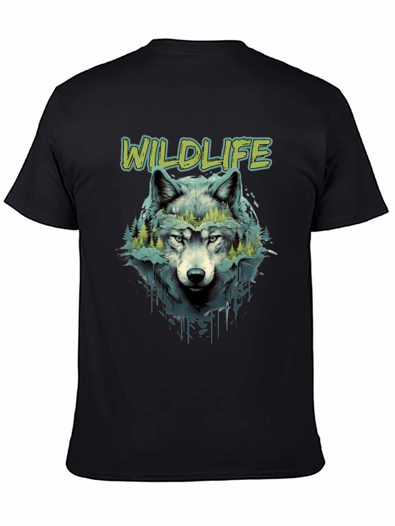 Wildlife Wolf Graphic Black T-Shirt