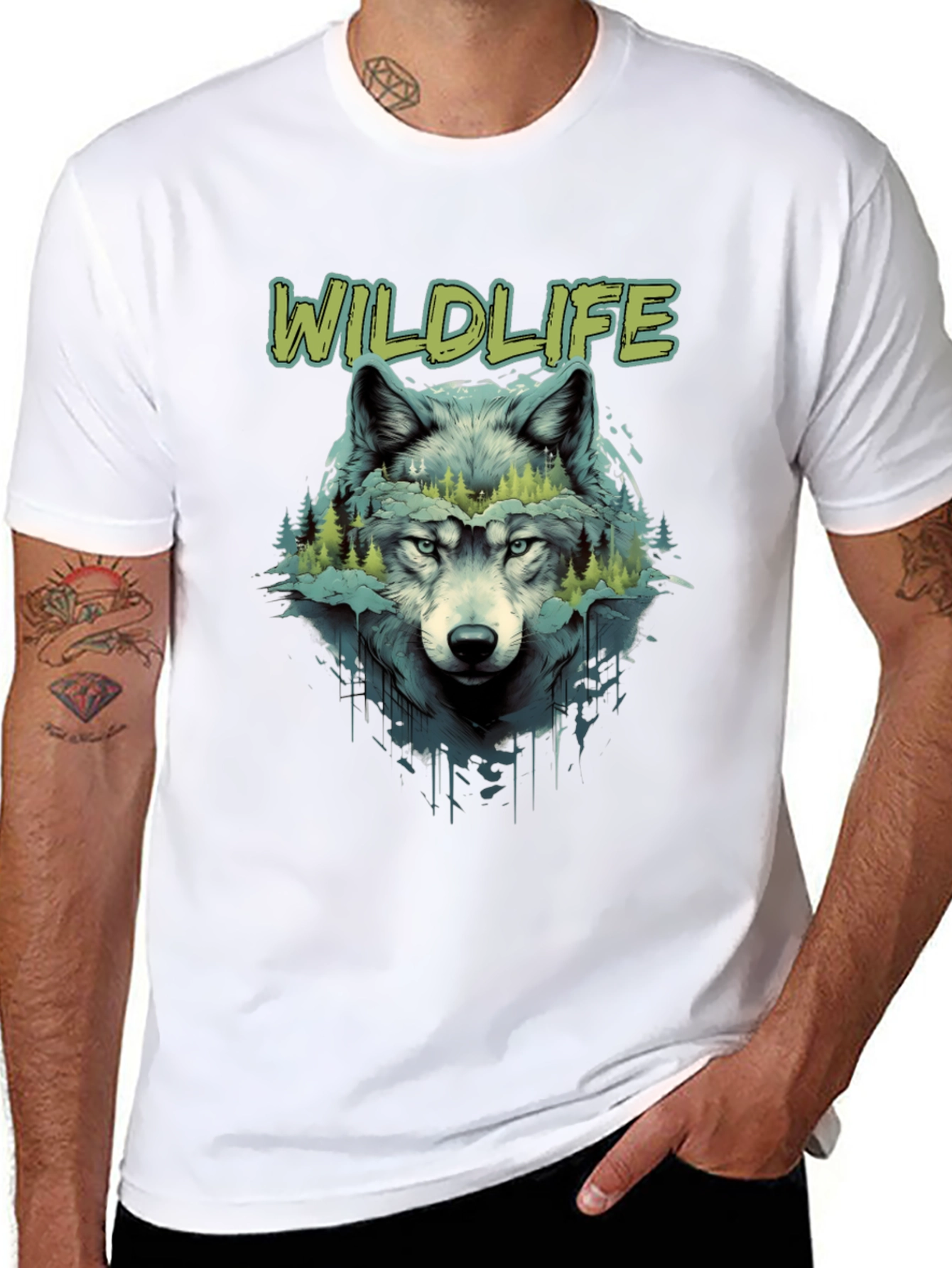 Wildlife Wolf Graphic Black T-Shirt