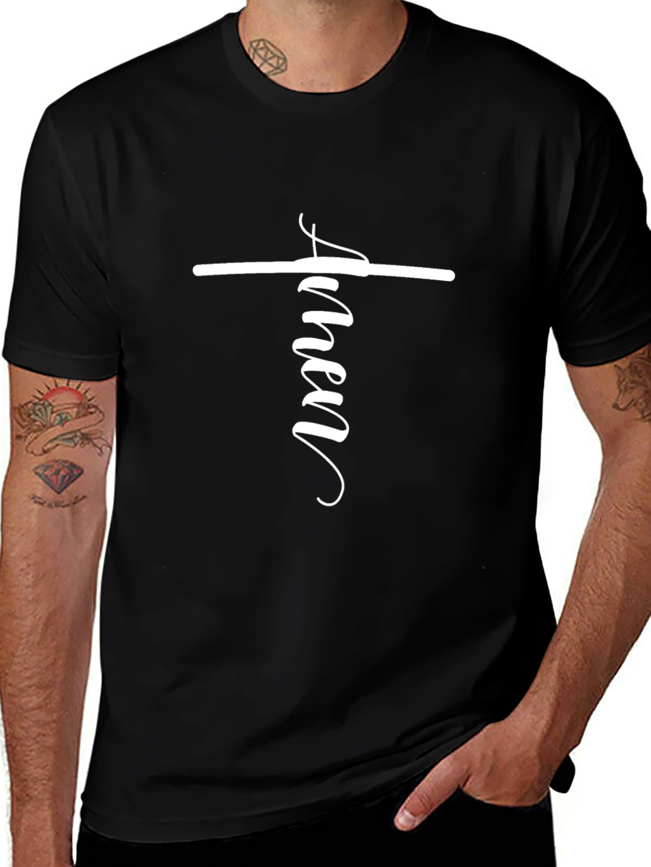 Amen Cross Graphic Tee - Black