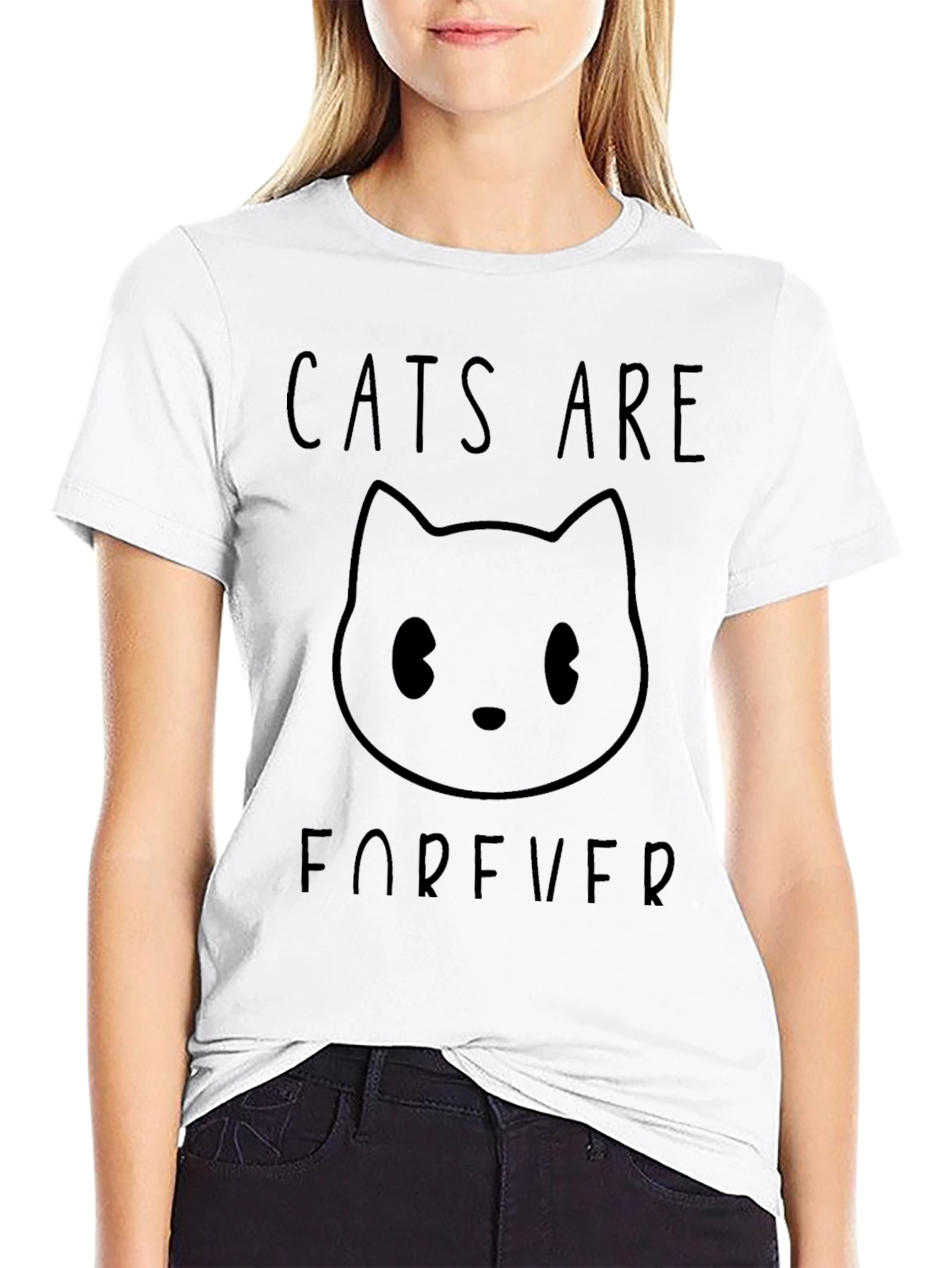 Cats Are Forever Black Graphic T-Shirt