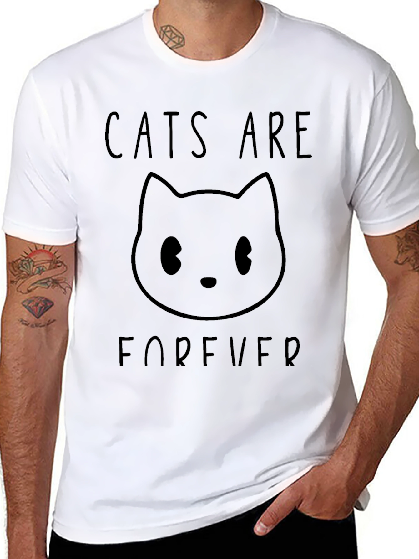 Cats Are Forever Black Graphic T-Shirt