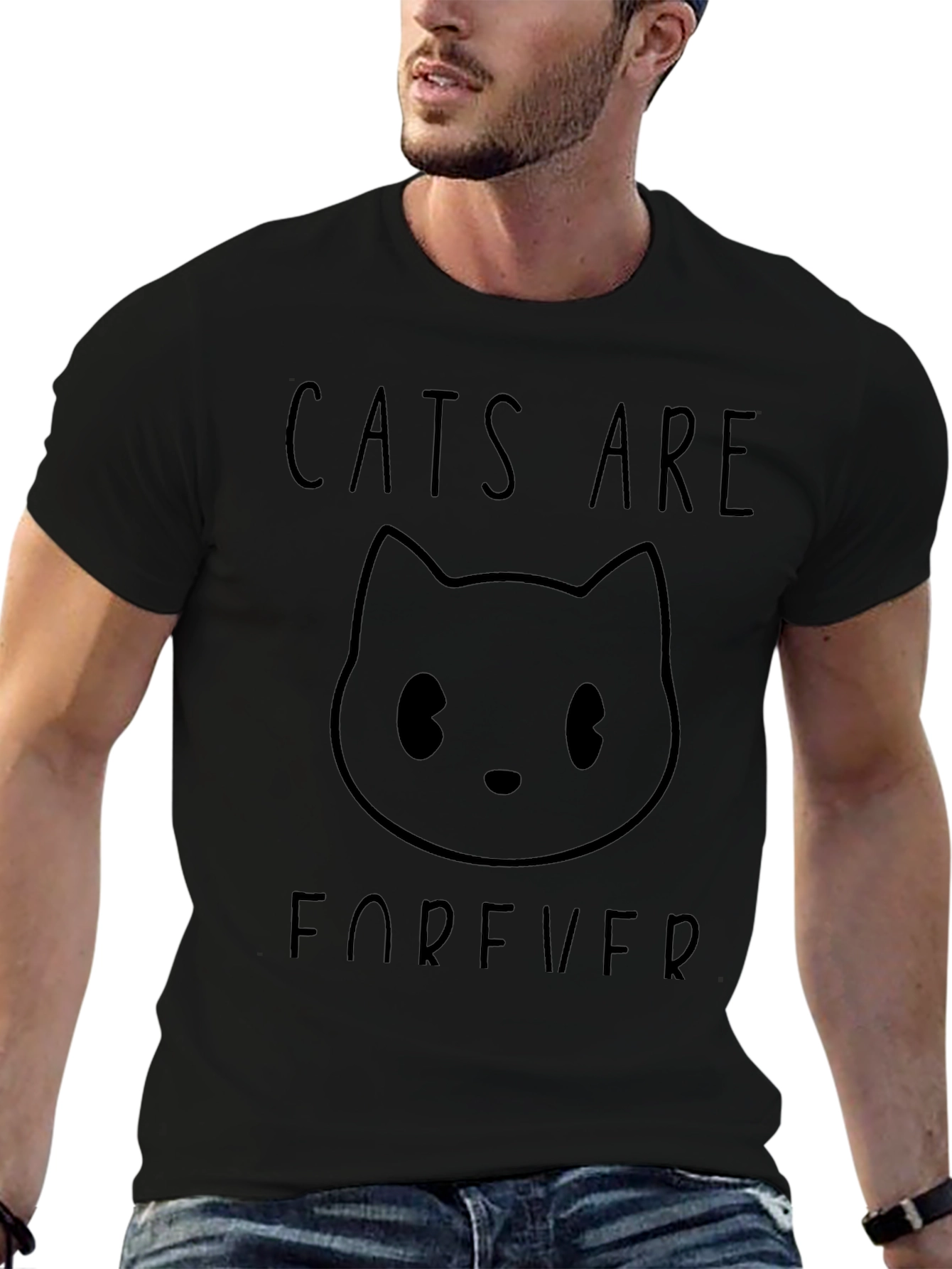 Cats Are Forever Black Graphic T-Shirt