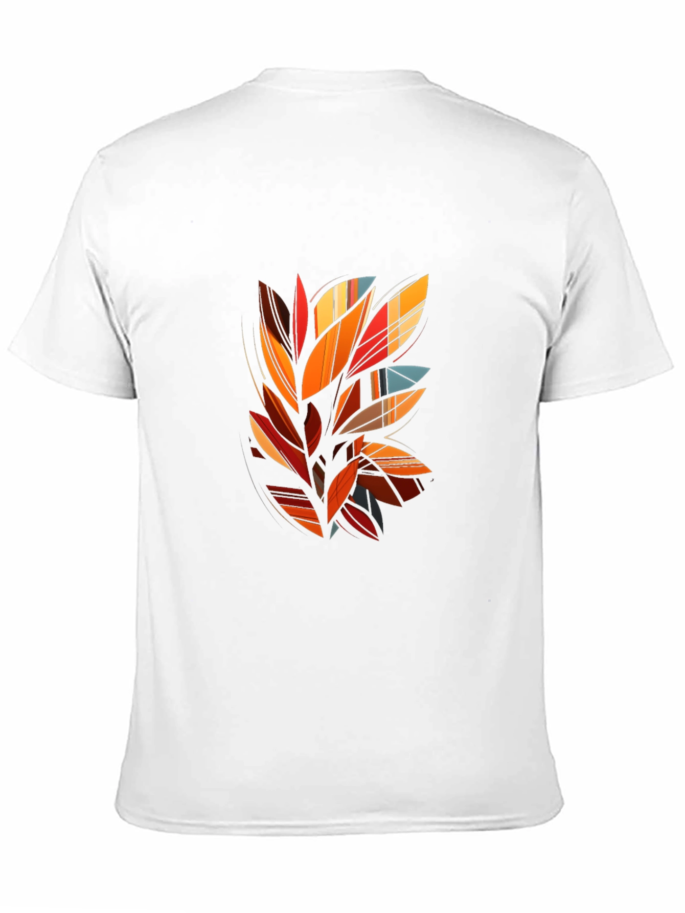 Abstract Leaf Design Black T-Shirt