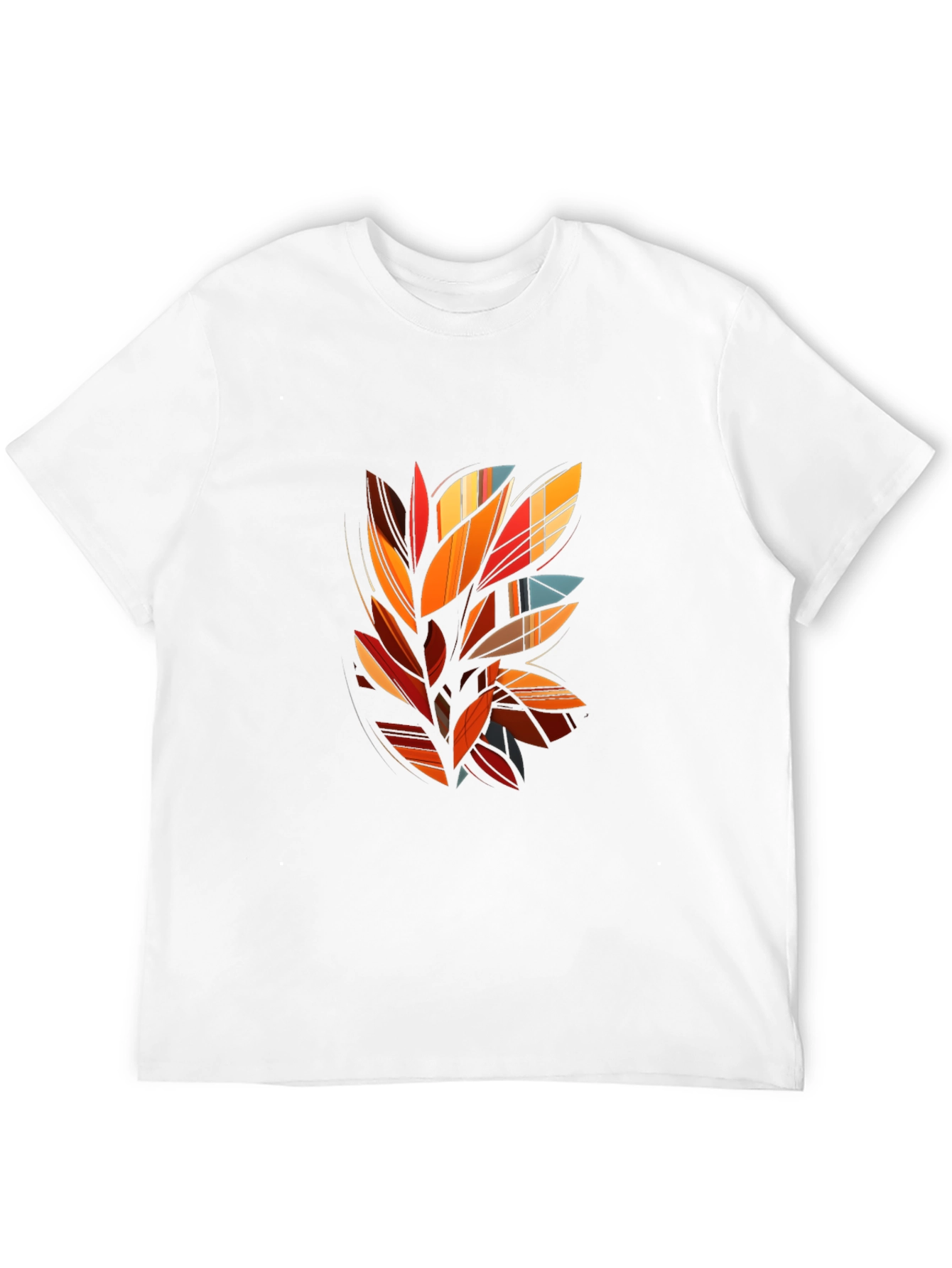 Abstract Leaf Design Black T-Shirt