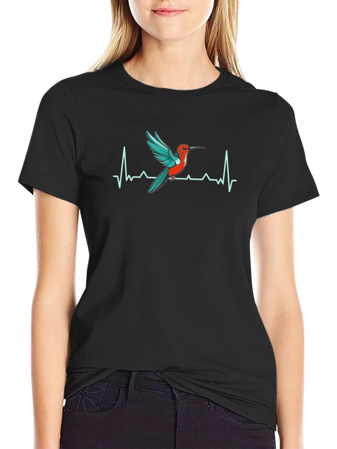 Hummingbird Heartbeat T-Shirt - Black