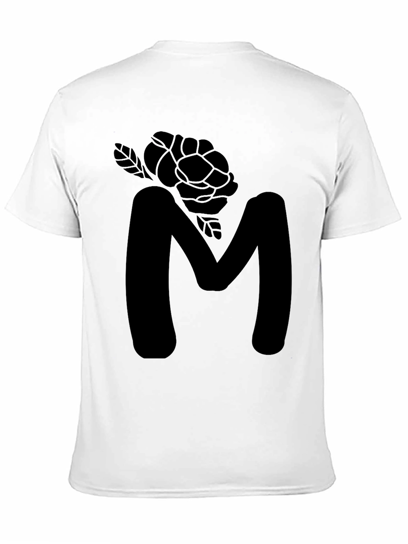 Mens Black Letter M Rose Graphic Tee