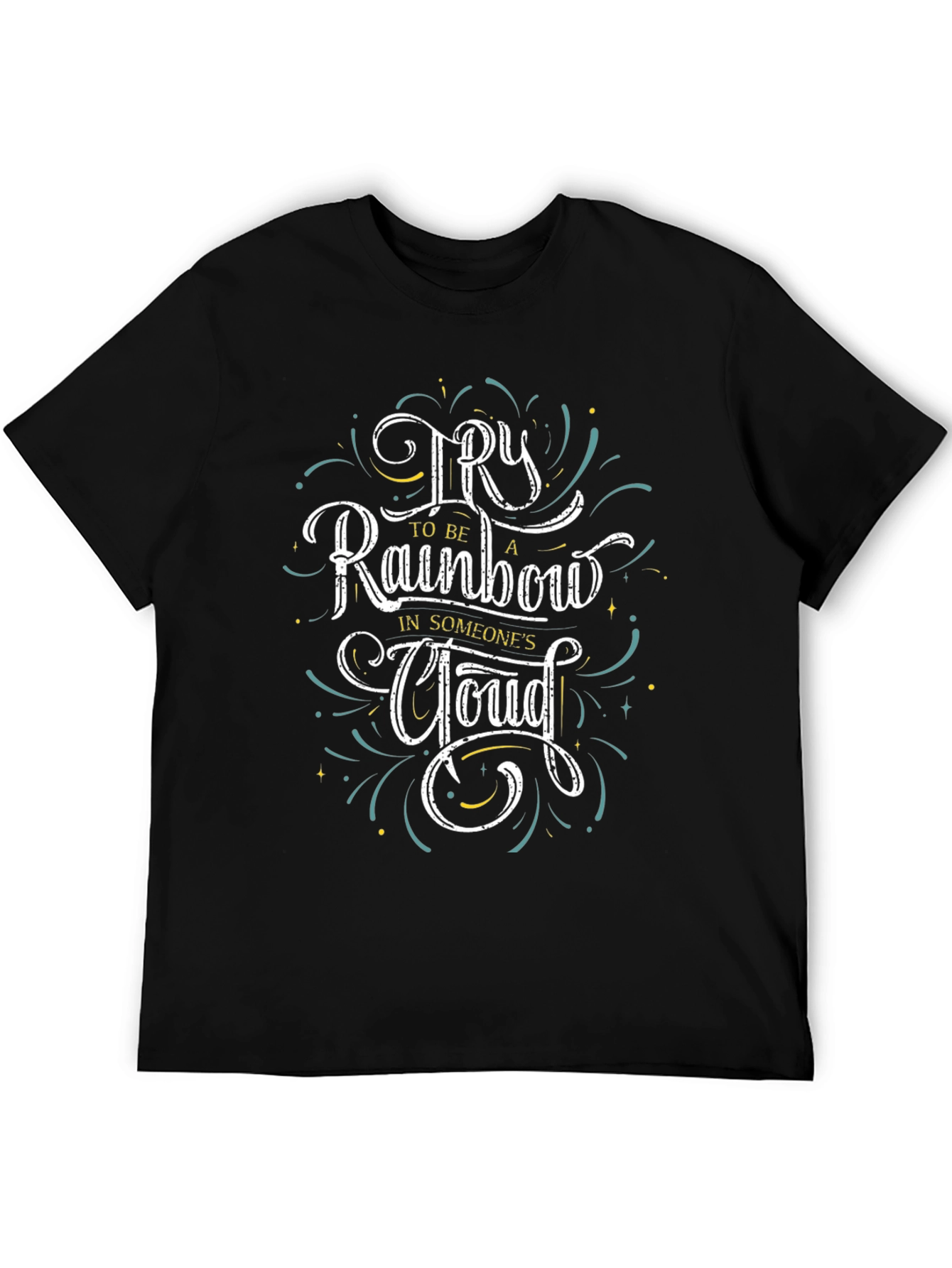 Inspirational Rainbow Graphic Tee - Positive Vibes Shirt