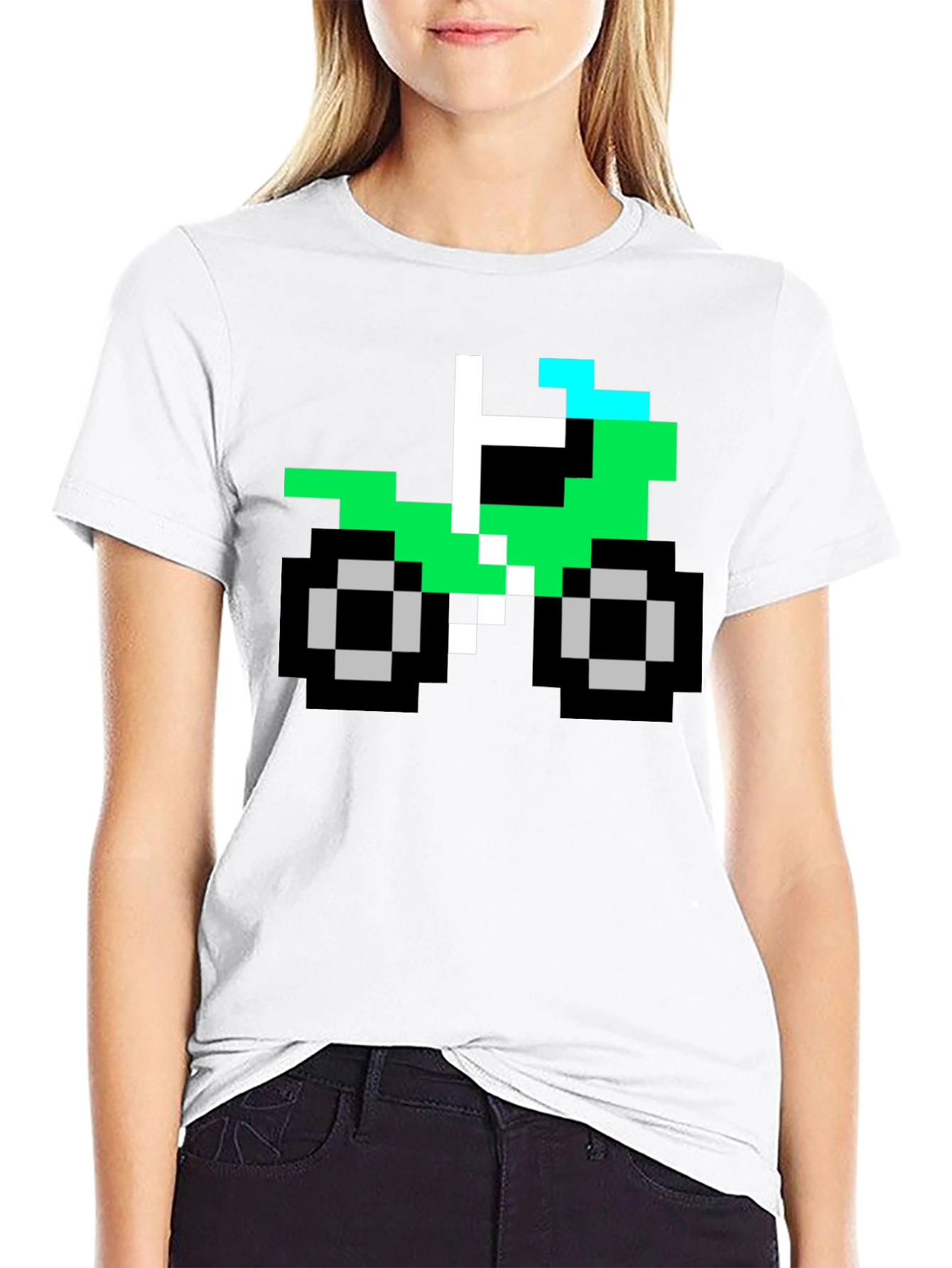 Pixel Dirt Bike Graphic Tee - Black