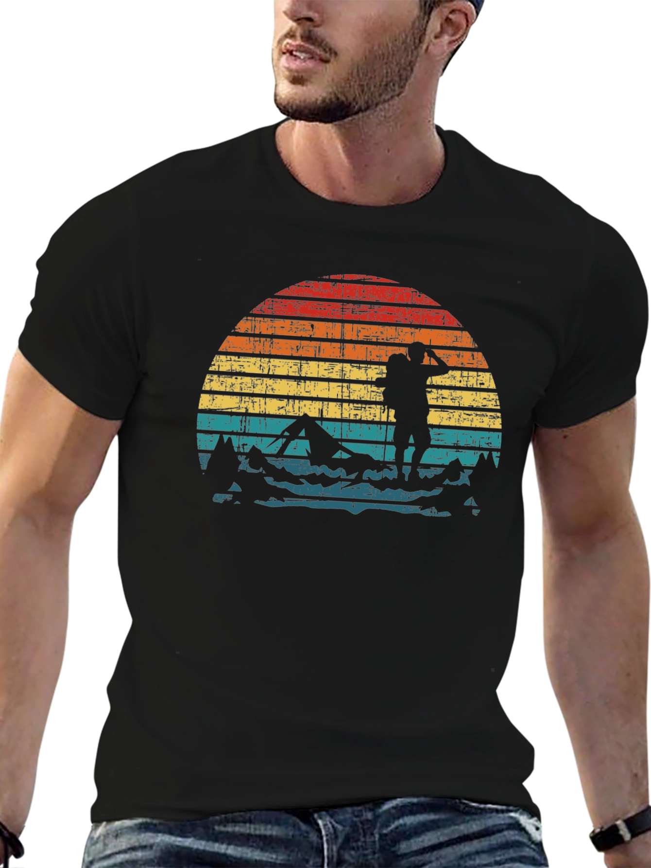 Retro Hiker Sunset Graphic Tee