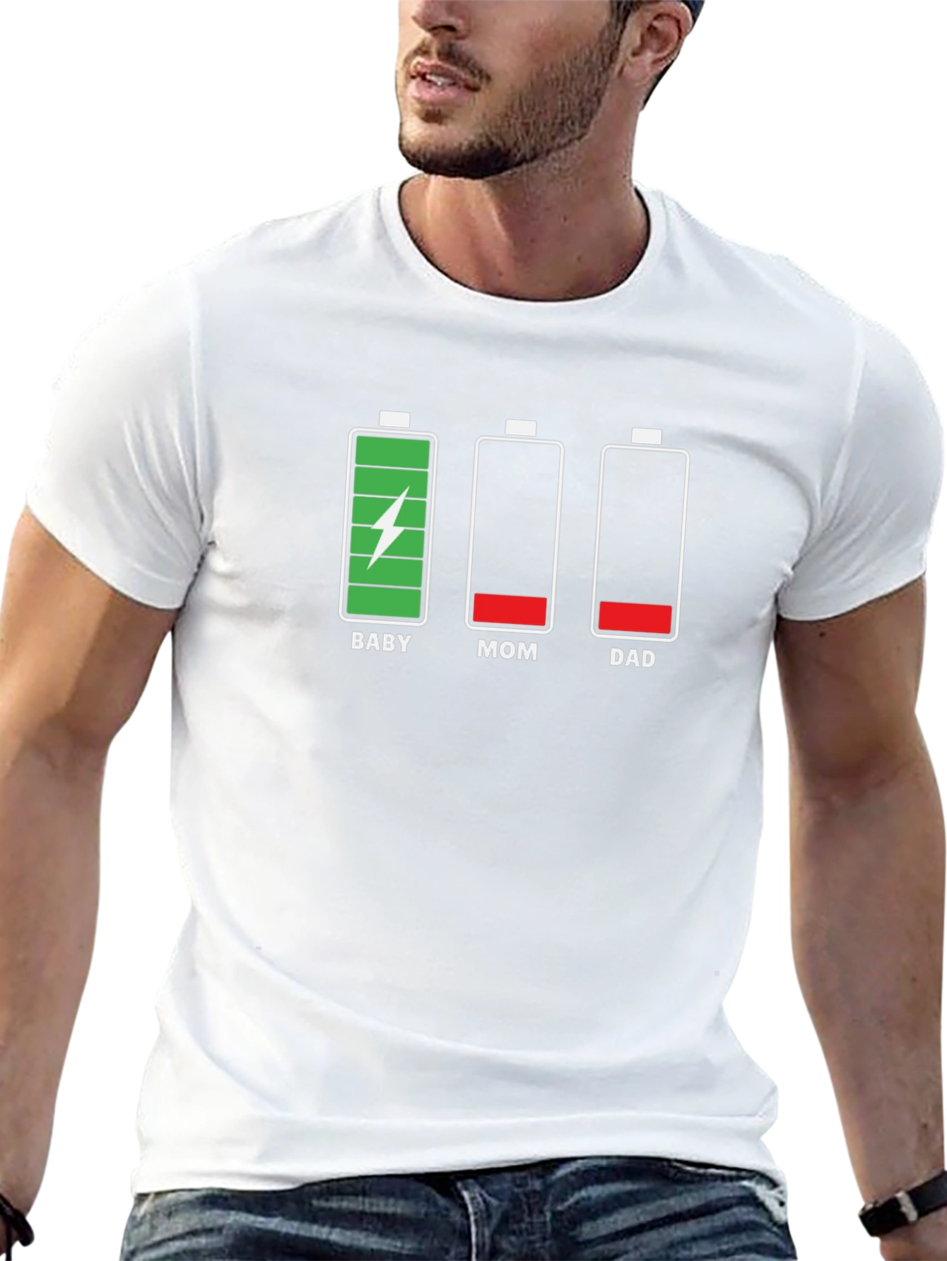 Funny Family Battery Level Black T-Shirt