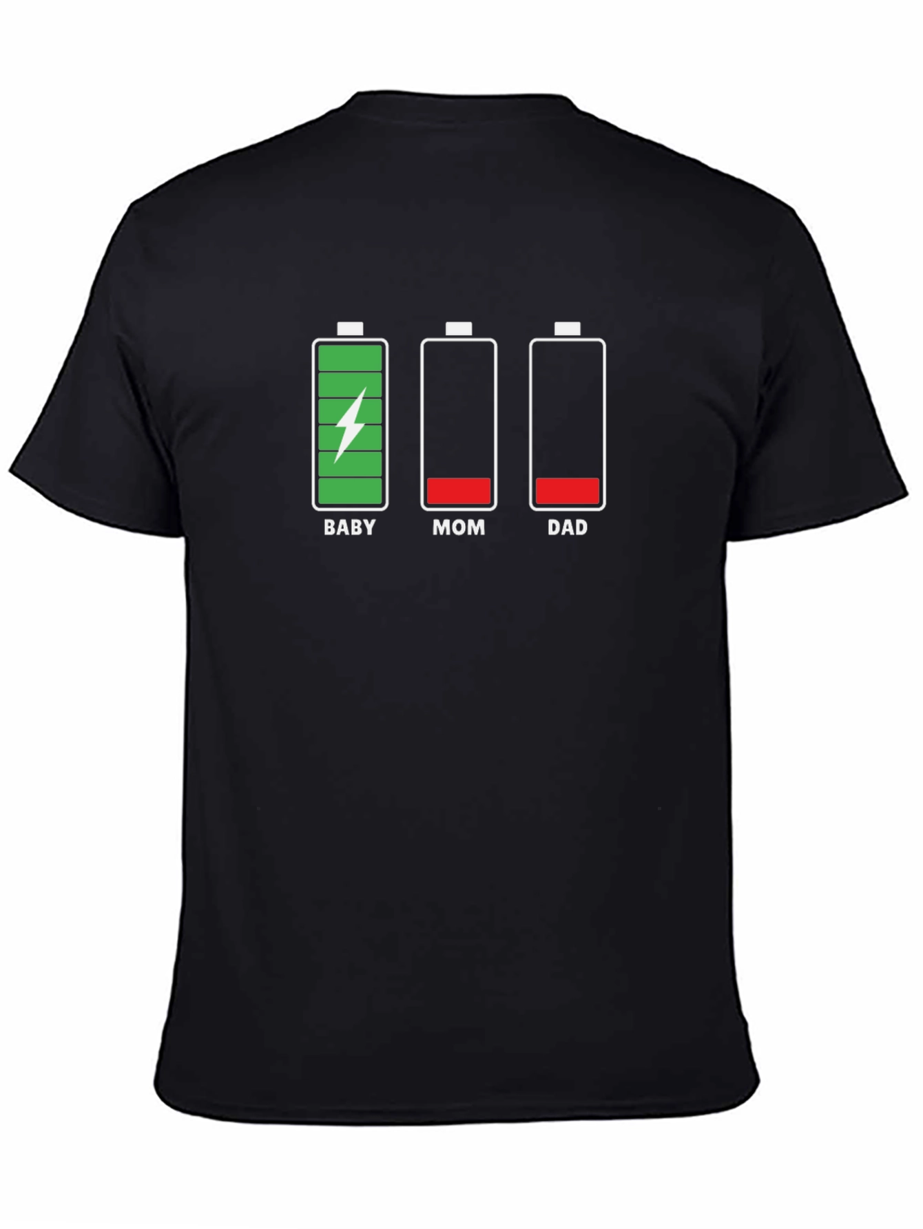 Funny Family Battery Level Black T-Shirt
