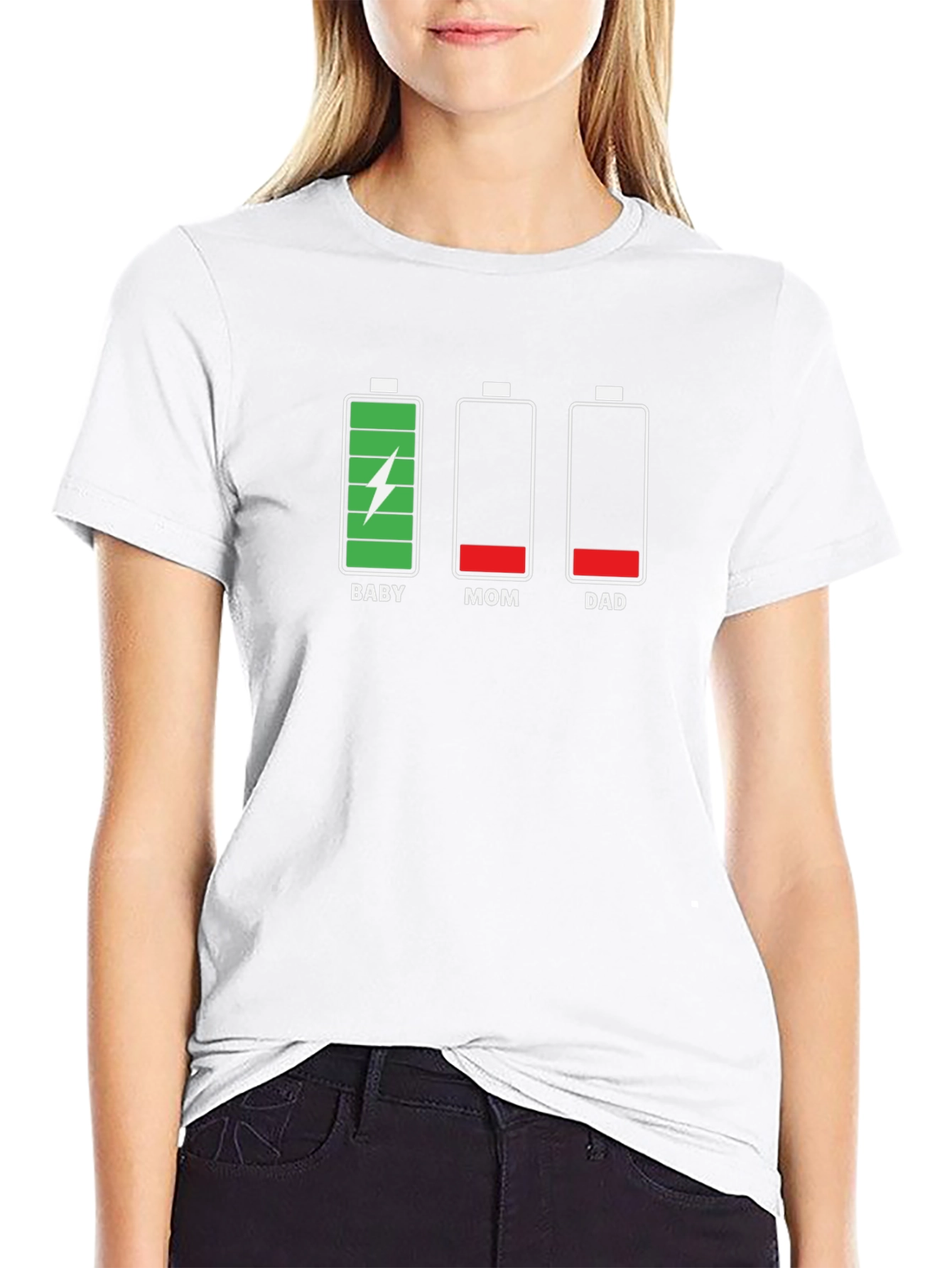 Funny Family Battery Level Black T-Shirt