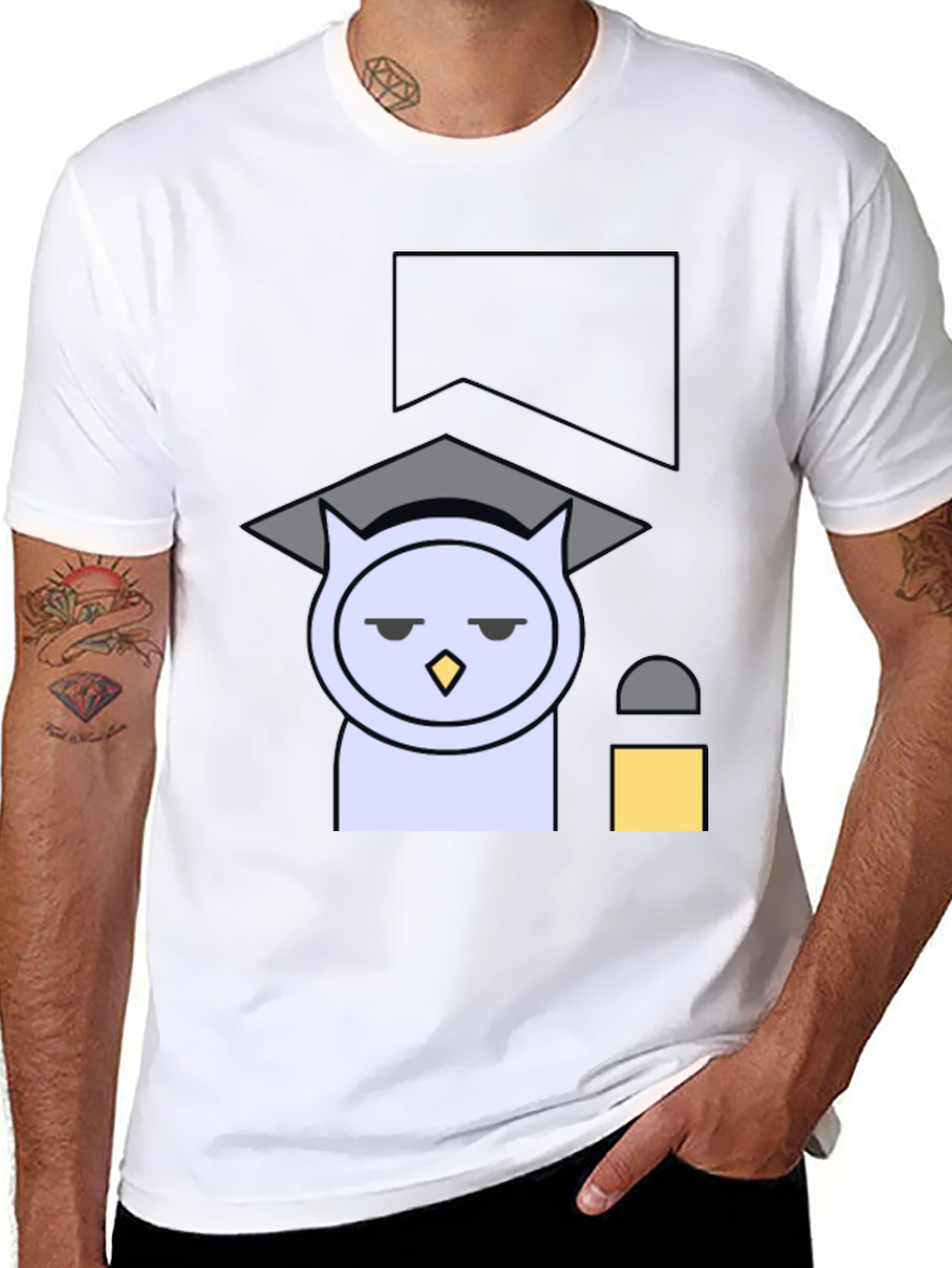 Funny Owl Graduation T-Shirt - Black Cotton Tee