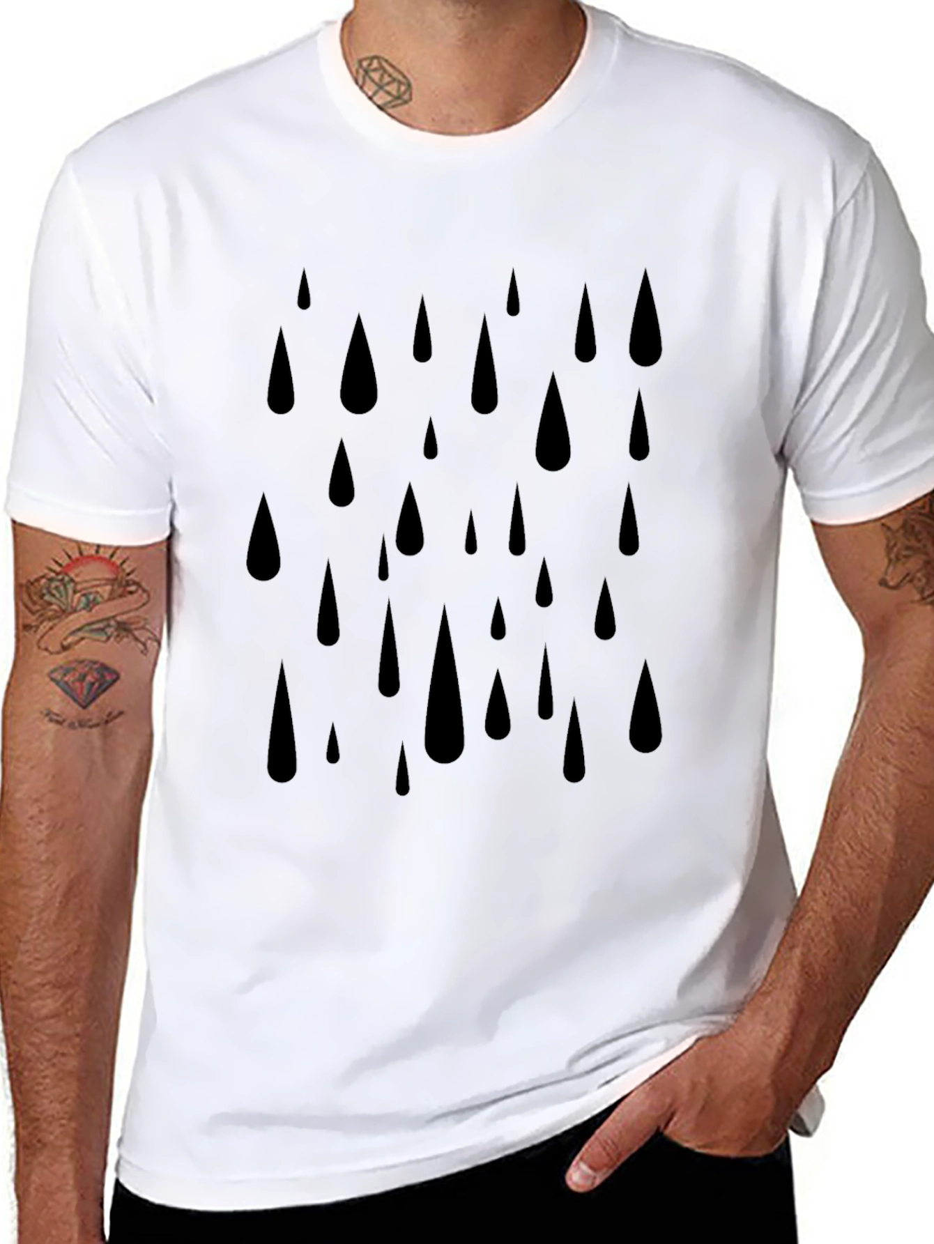 Raindrop Graphic Black T-Shirt for Men