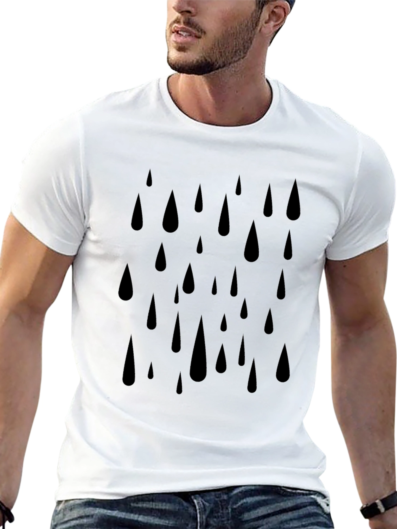 Raindrop Graphic Black T-Shirt for Men