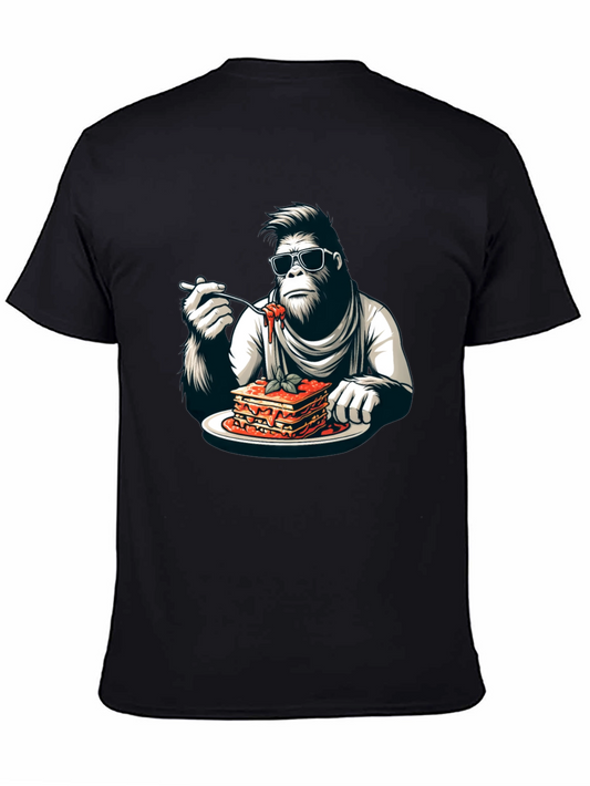 Gorilla Eating Lasagna T-Shirt - Funny Graphic Tee