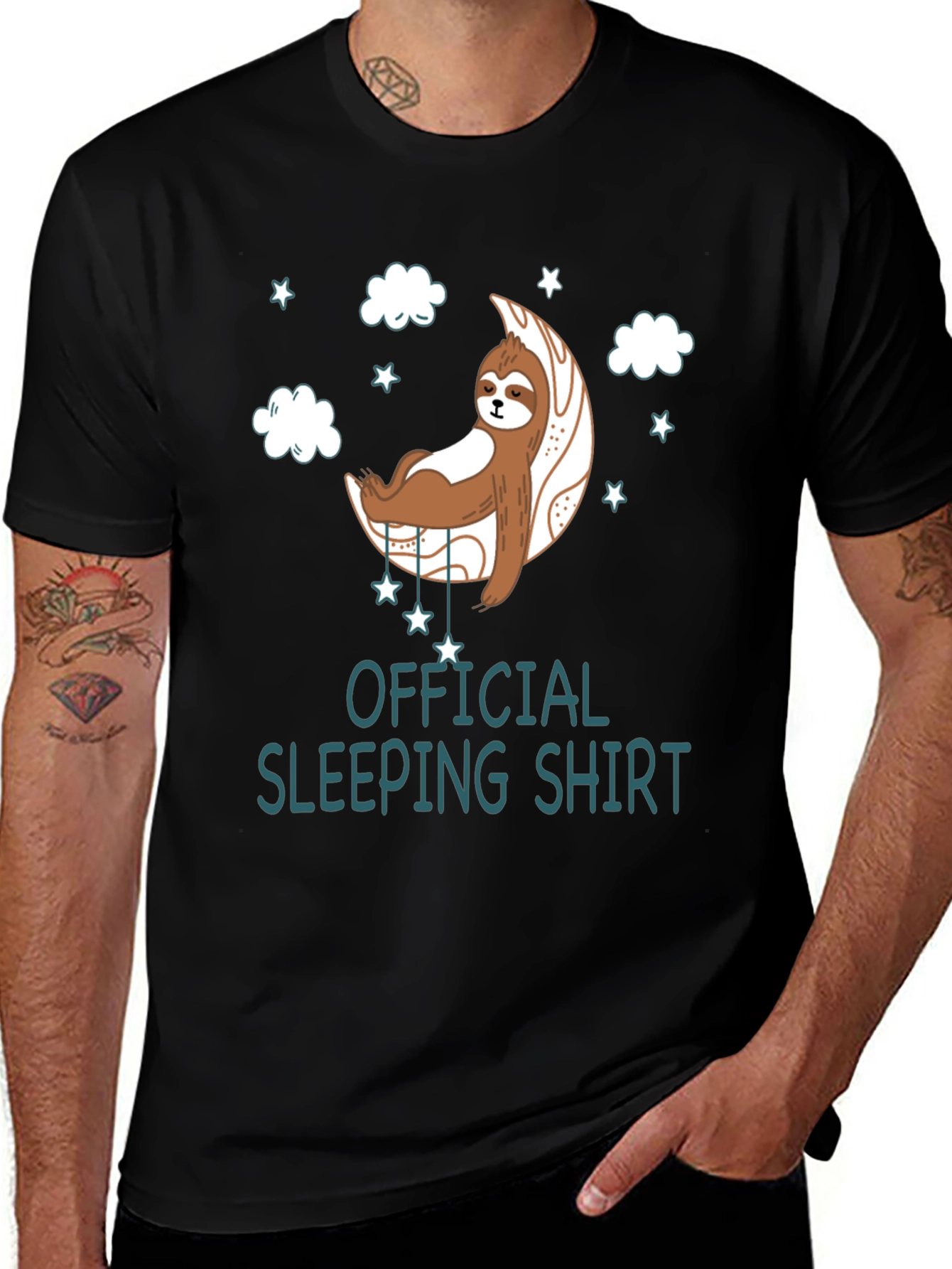 Sloth Sleeping Shirt - Unisex Black Tee