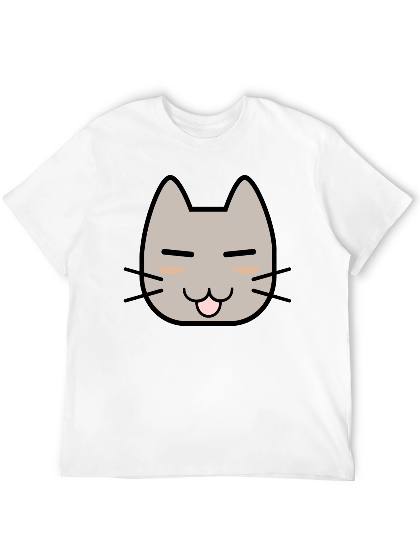 Cute Cartoon Cat Graphic Tee - Black