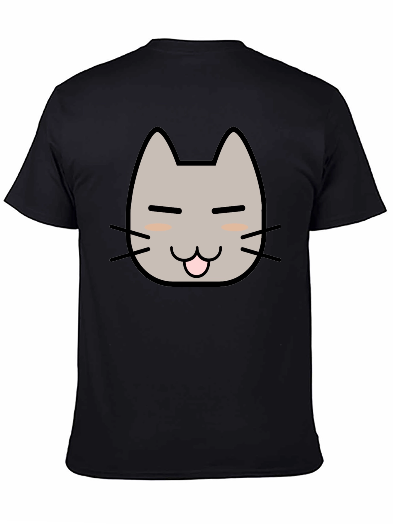 Cute Cartoon Cat Graphic Tee - Black