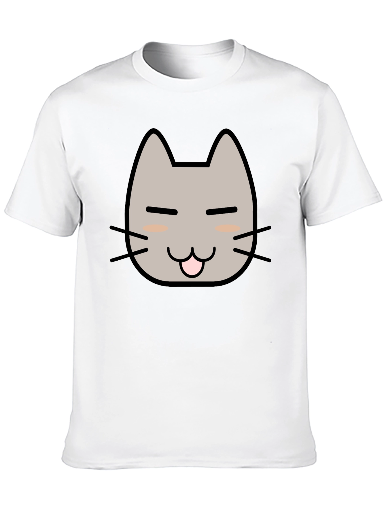 Cute Cartoon Cat Graphic Tee - Black