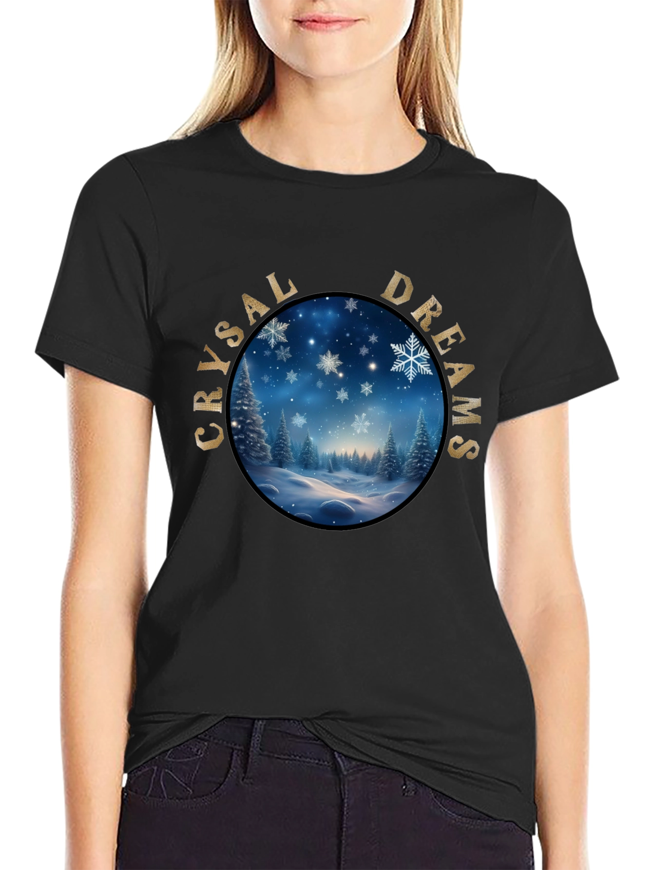 Crystal Dreams Graphic Tee - Winter Snow Scene