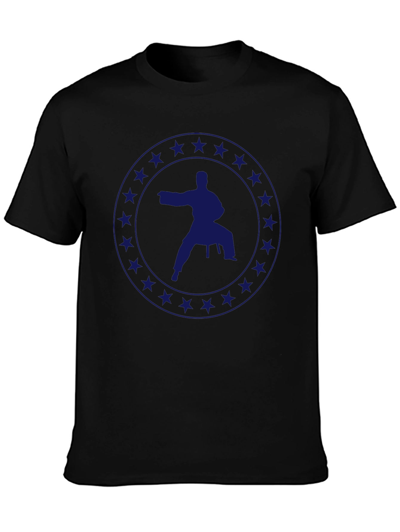 Karate Silhouette Star Circle Graphic T-Shirt
