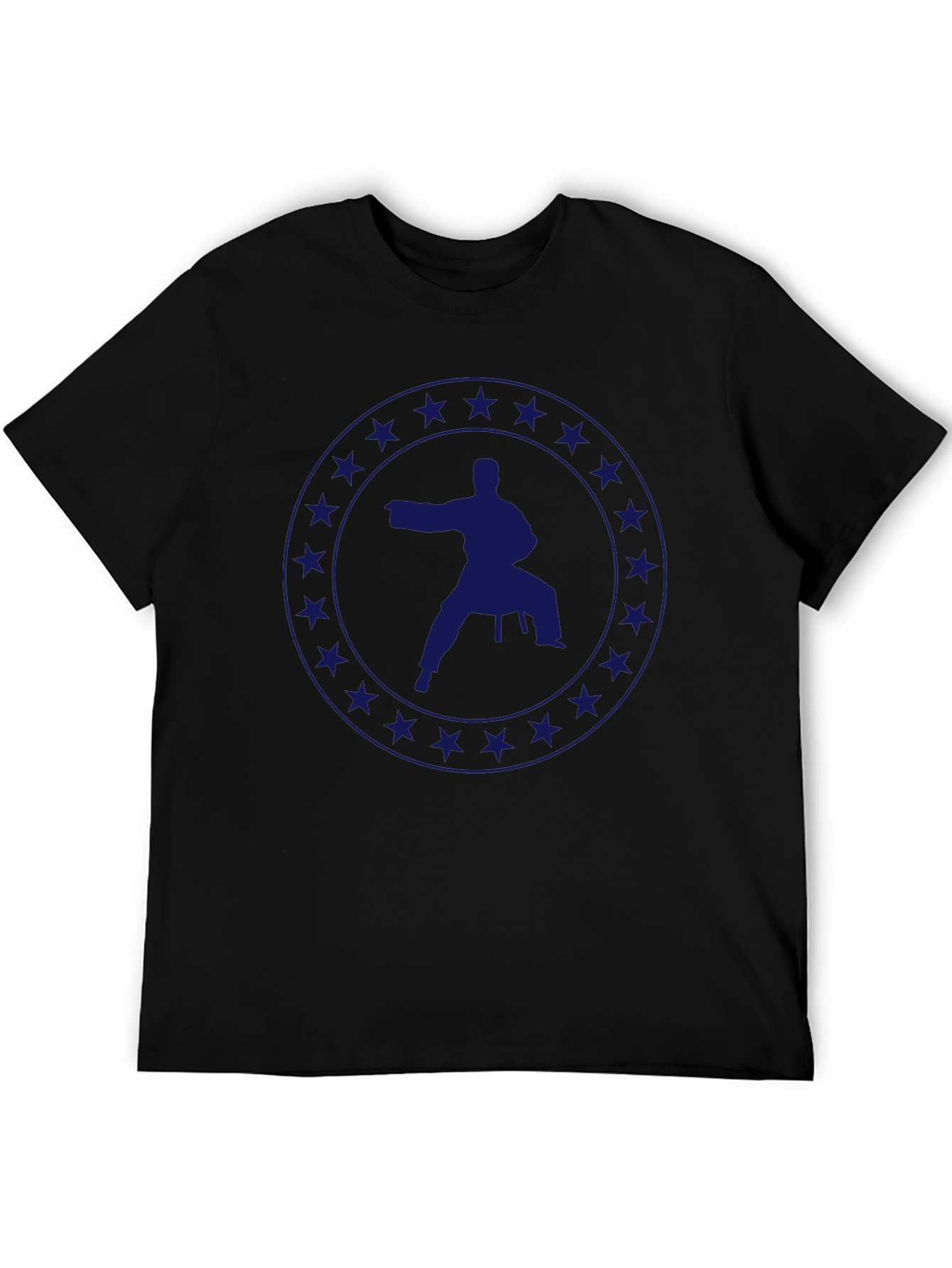 Karate Silhouette Star Circle Graphic T-Shirt