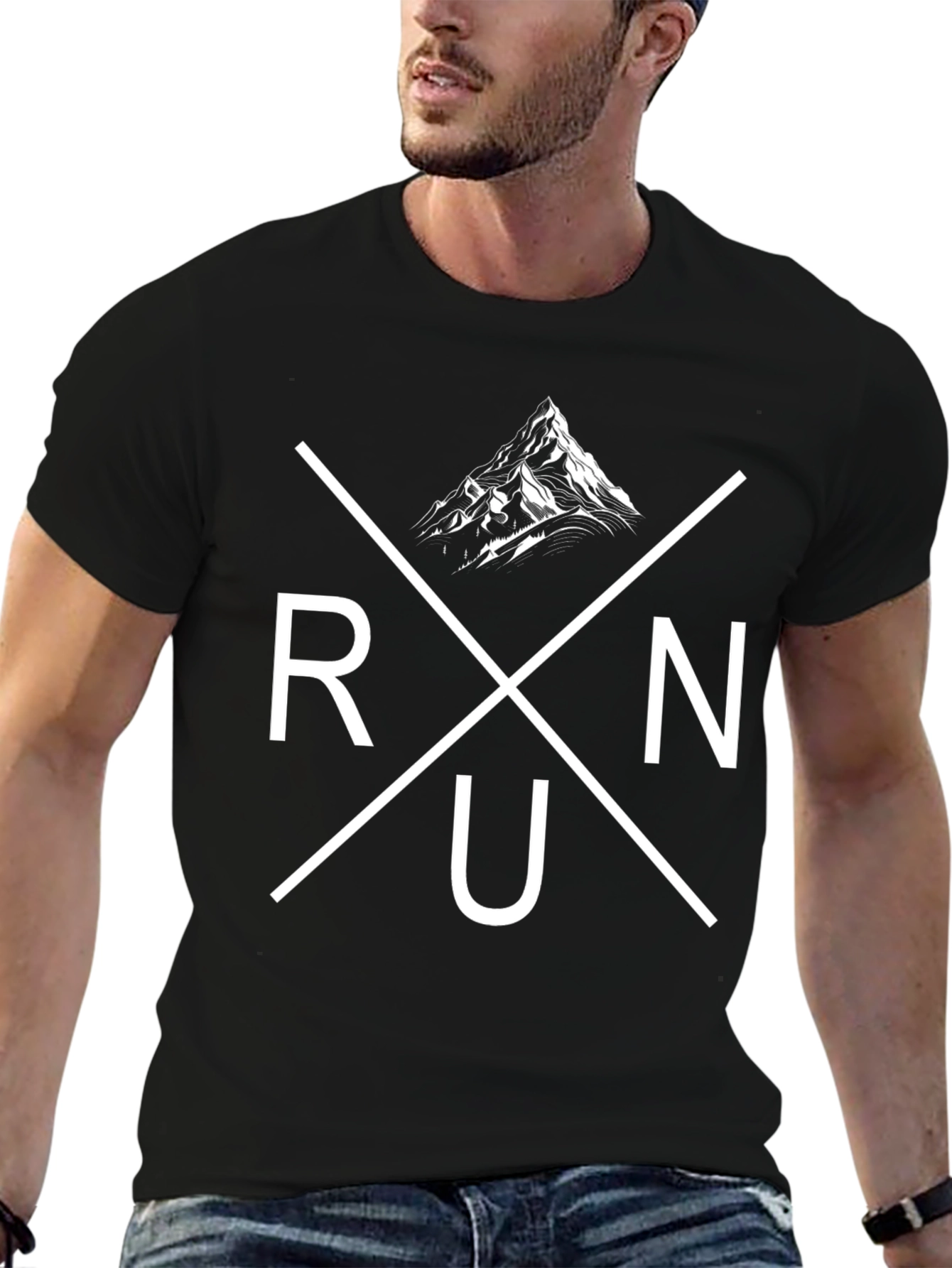 Run Mountain Graphic Tee - Black Cotton