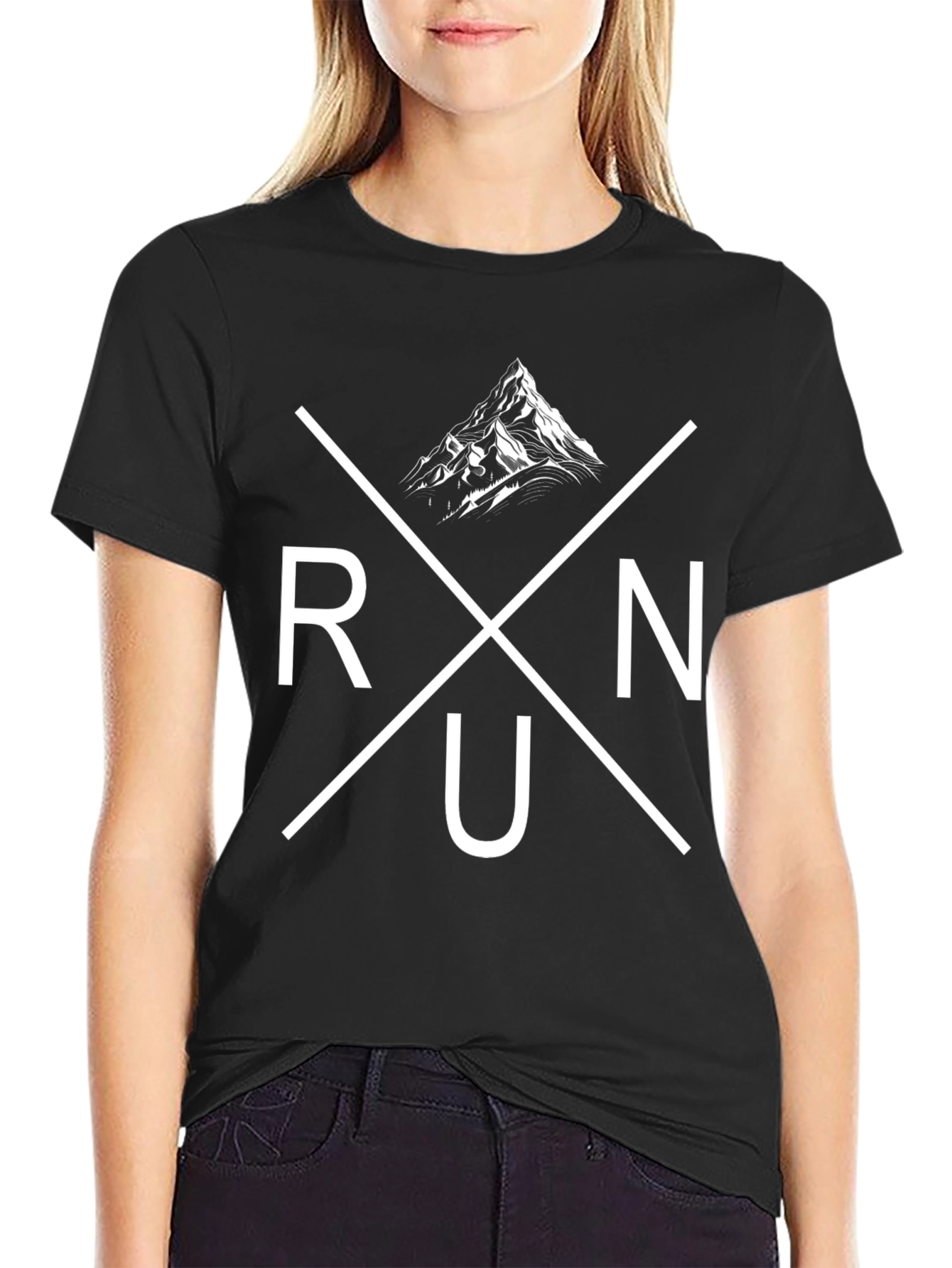 Run Mountain Graphic Tee - Black Cotton