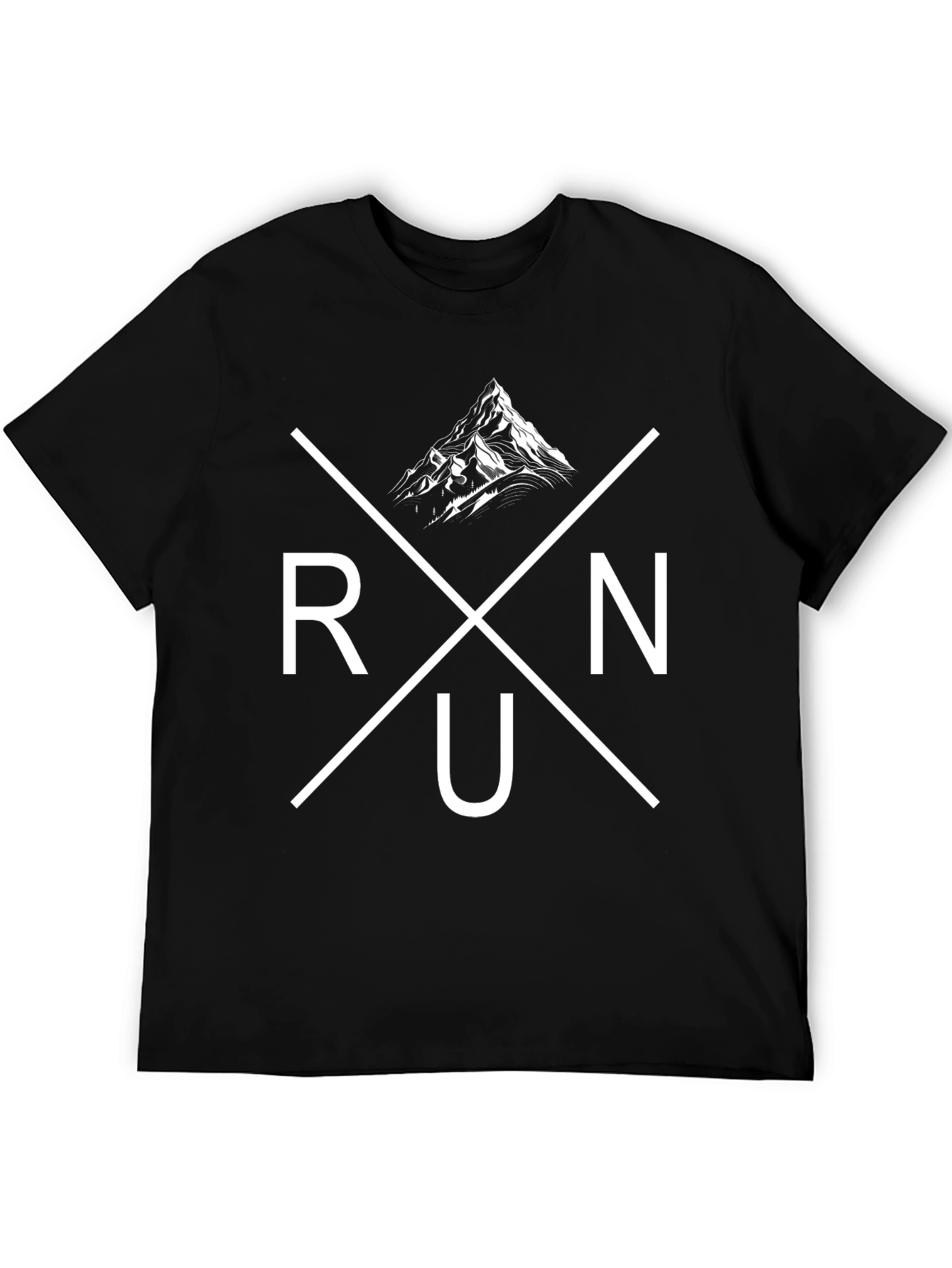 Run Mountain Graphic Tee - Black Cotton