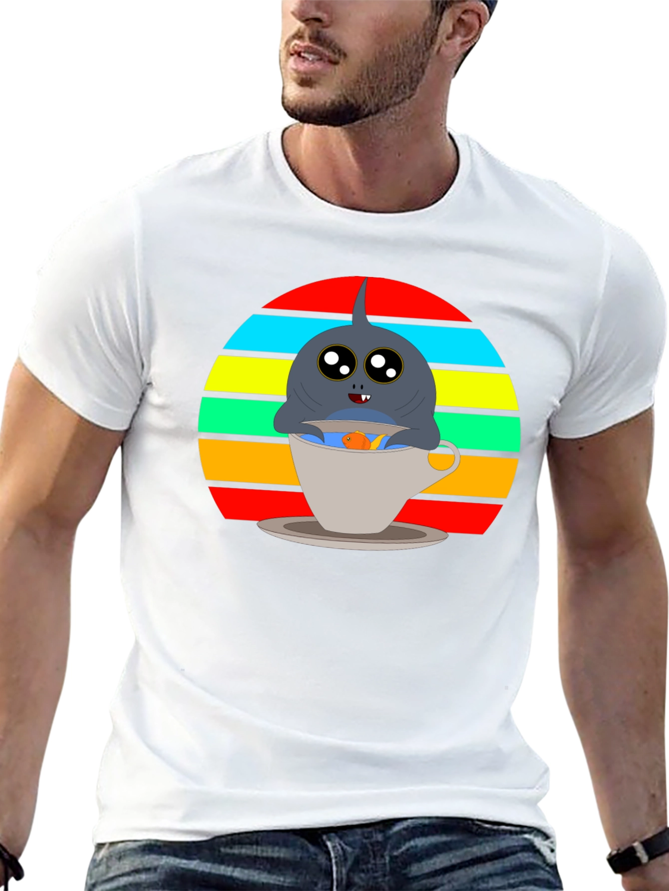 Shark in Teacup Graphic Tee - Cute & Fun