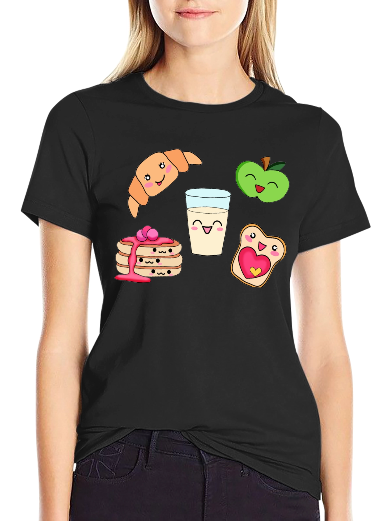 Breakfast Buddies Graphic Tee - Cute Food Cartoon Shirt