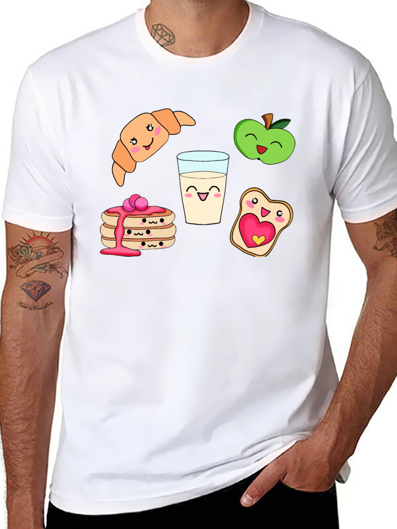Breakfast Buddies Graphic Tee - Cute Food Cartoon Shirt